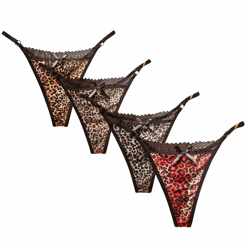 VicSec 4 Pack Braguitas Sexy Encaje Fina Tanga Suave G-String Lencería Interior Espalda Decora Corazon Talla Única
