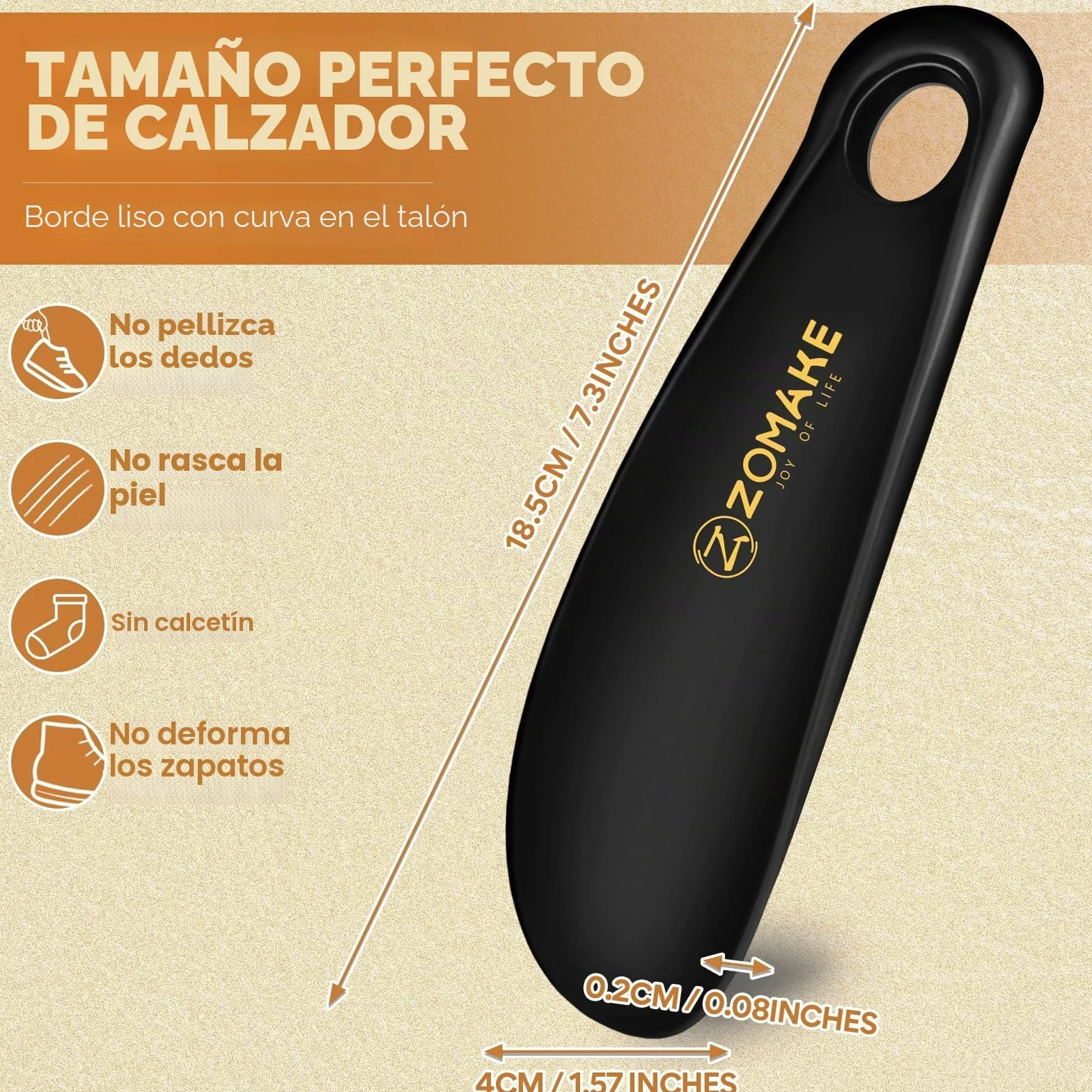 ZOMAKE Calzador de Zapatos 18.5cm Plastico con Colgante Agujero para Personas Mayores