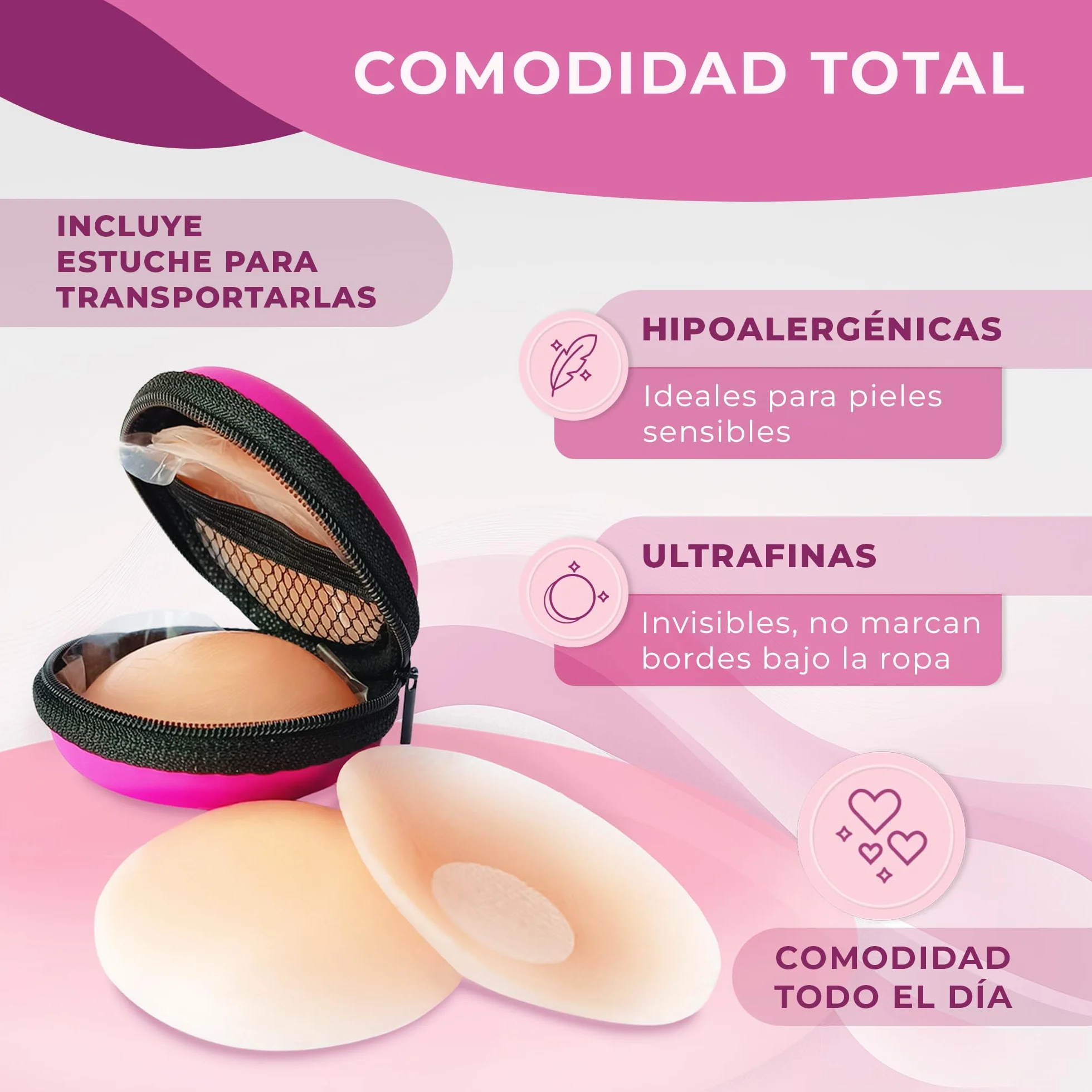 Pezoneras Adhesivas Invisibles de Silicona Fina 6,5cm Reutilizables Hipoalergénico