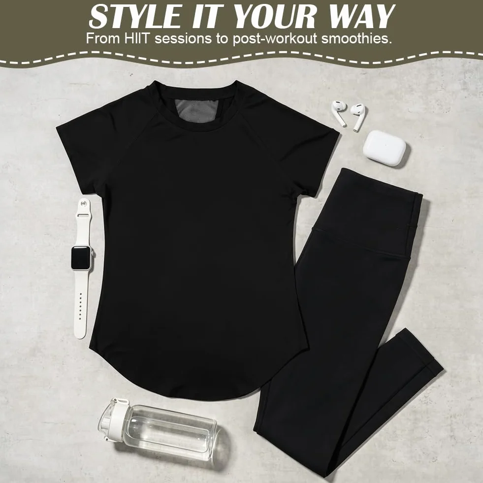 DiULi Camiseta Deportiva Mujer Manga Corta con Malla Espalda Ajuste Holgado Ropa Entrenamiento Atlético Yoga Pilates Fitness Top