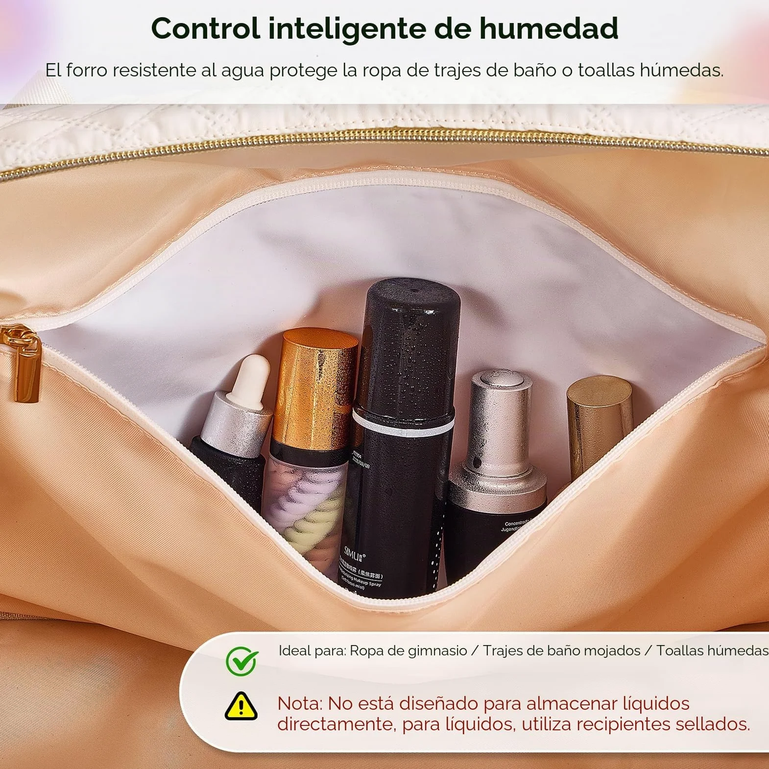 Gloppie 39L Bolsa de Viaje Grande Mujer, Bolsa Deportiva con Neceser, Ligera Bolsa Maternidad Hospital con Compartimento para Zapatos, Transporte Equipaje Yoga Deporte Gimnasio, Beige