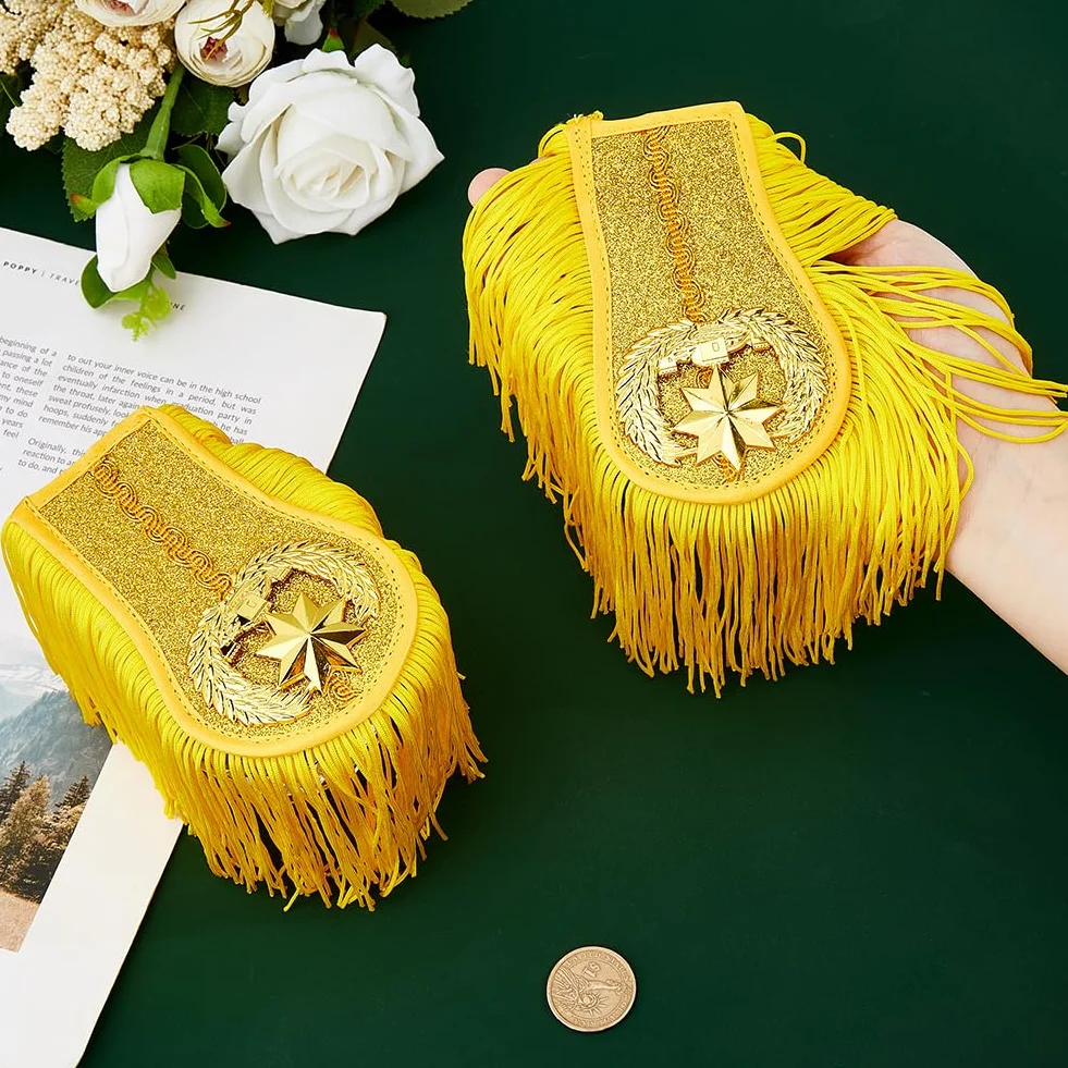 SuperFindings 1 par de hombreras doradas con flecos Accesorios de ropa para Halloween, cosplay y carnaval
