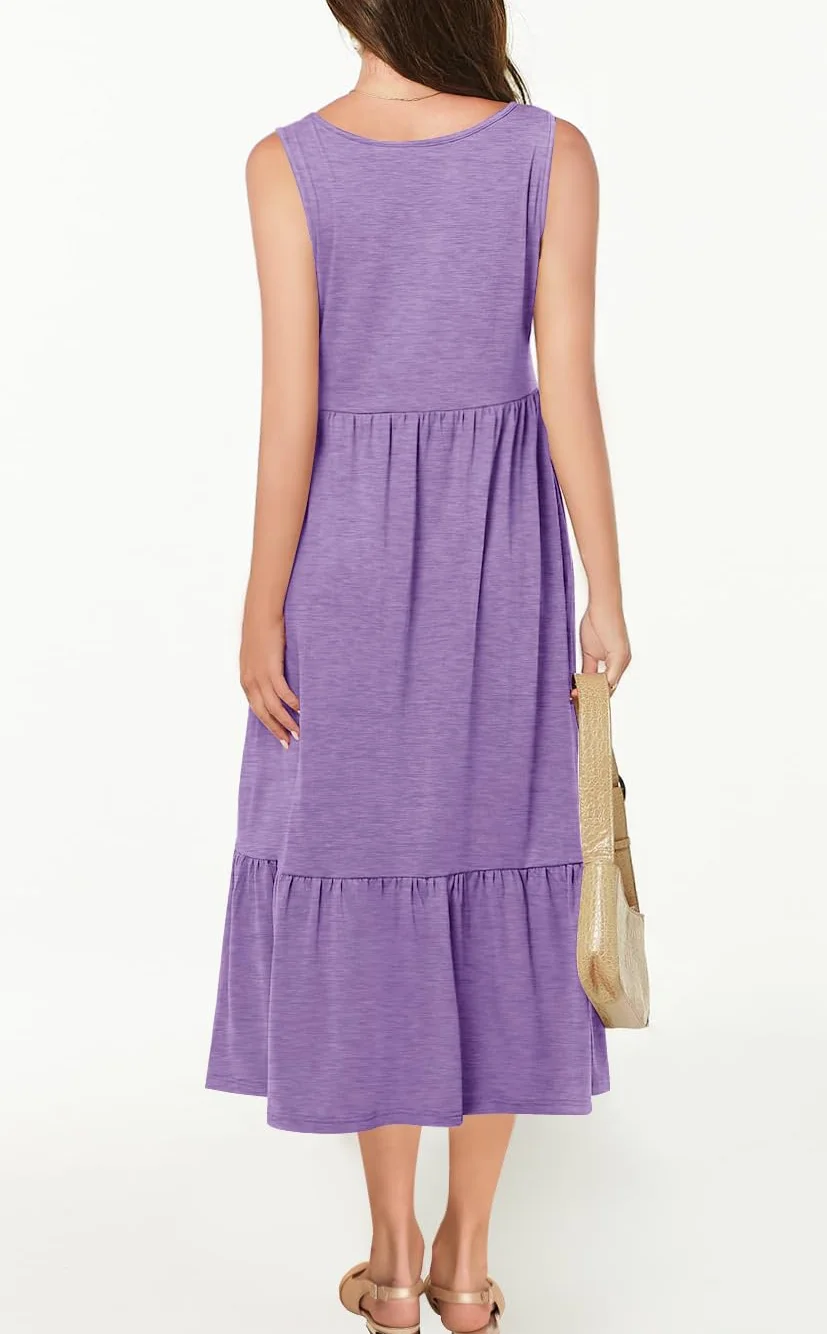 Vestidos de niña de verano sin mangas cuello redondo tirantes casual largo