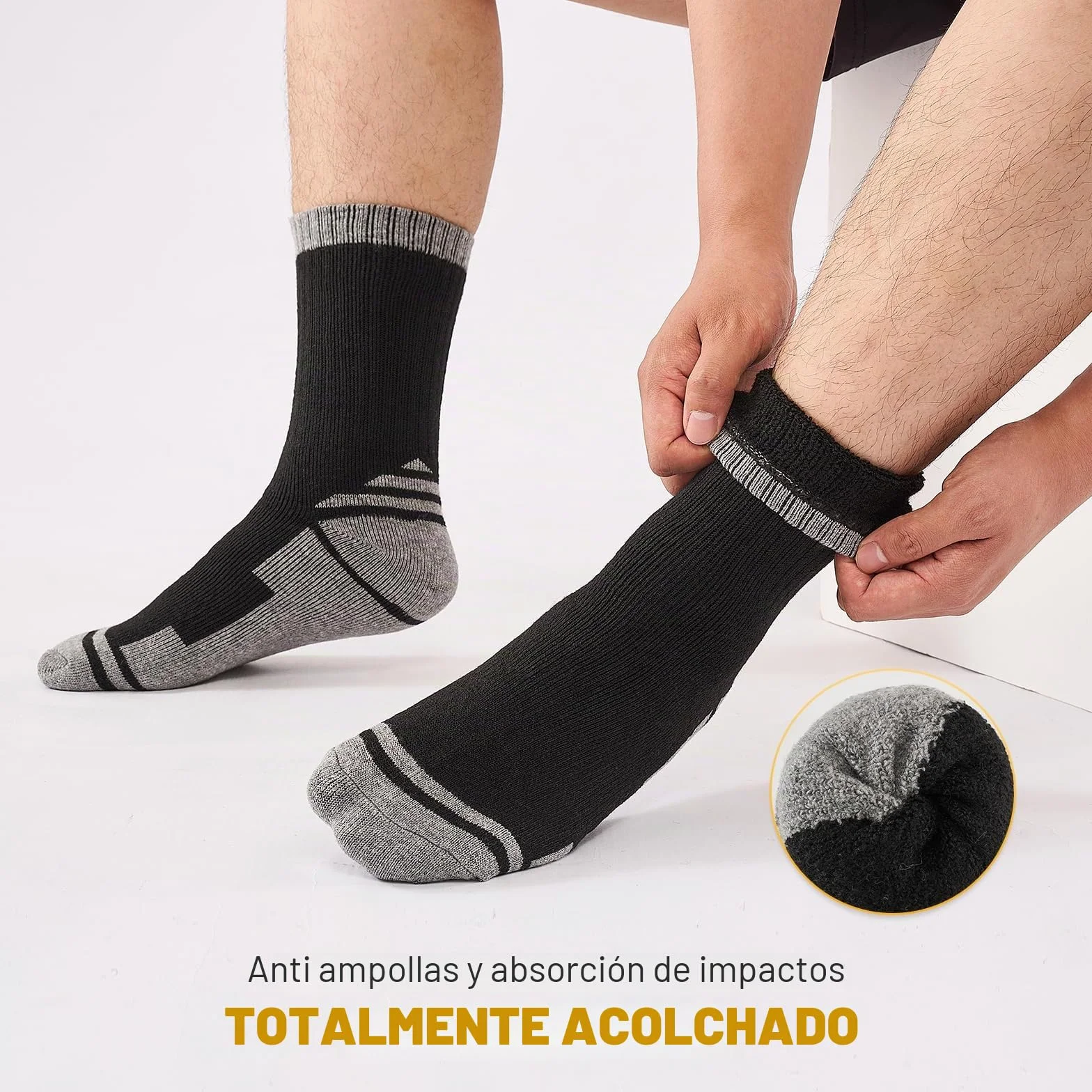 Calcetines Trekking Lana Merino Antiampollas Acolchado Transpirables 3 Pares