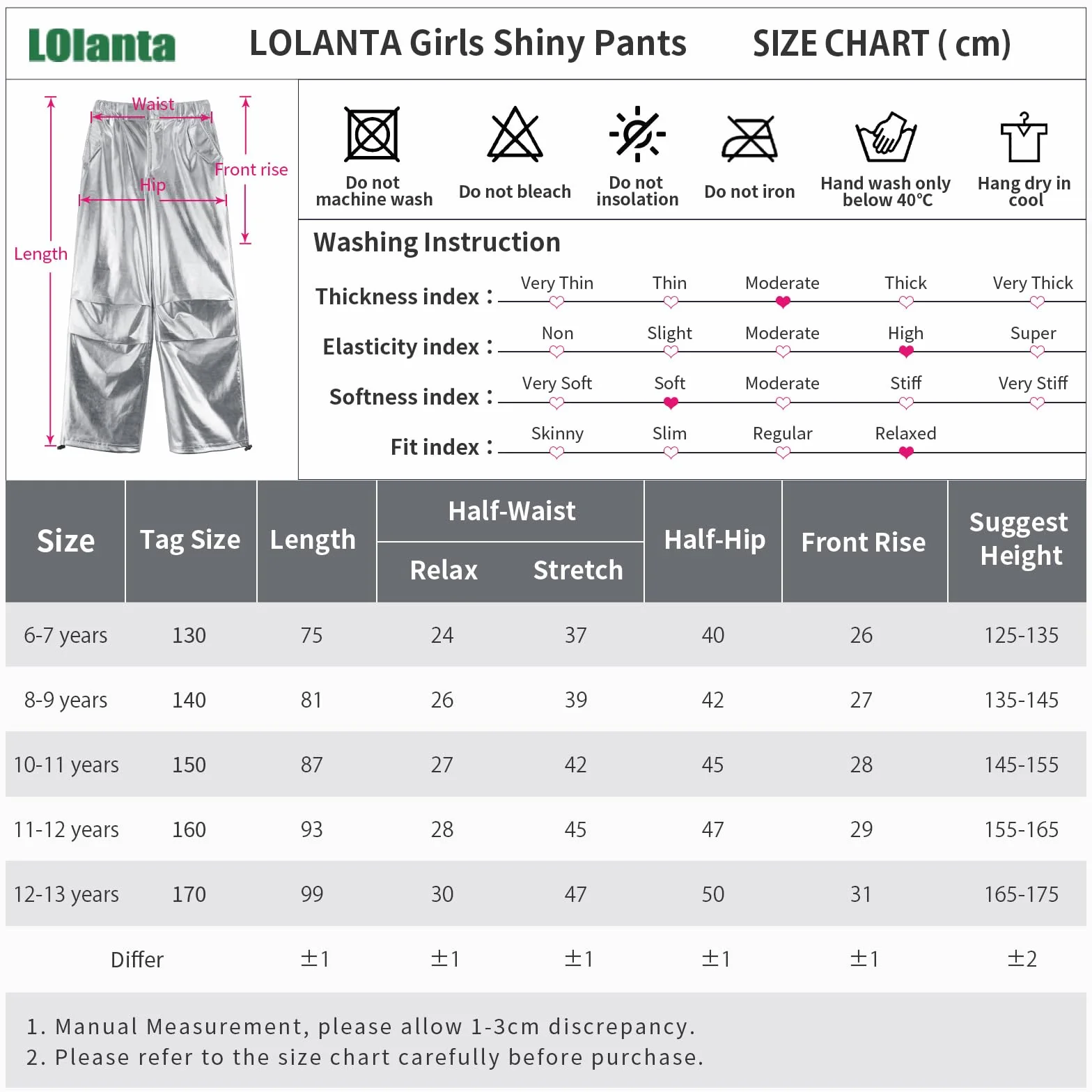 LOLANTA Pantalones de Cuero Metálico Brillante Traje de Baile Hip Hop Retro Cintura Elástica para Niños 6-13 años