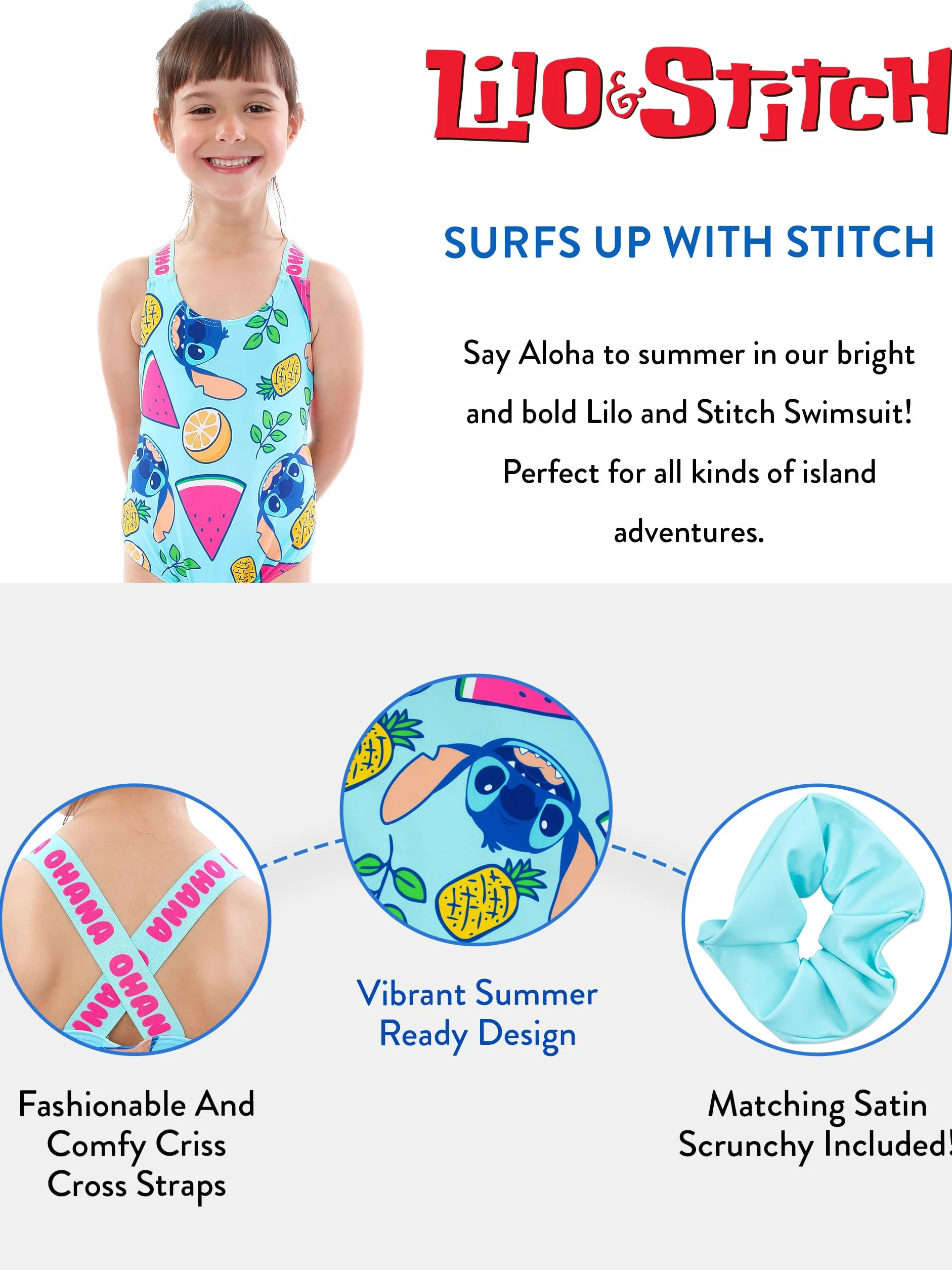 Disney Bañador Stitch para niña 4-13 años Oficial Lilo y Stich