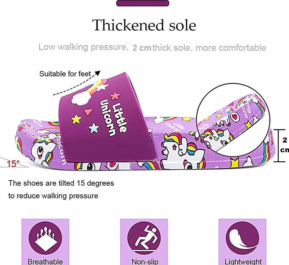 Chanclas para Niñas Sandalias de Baño Antideslizantes Unicornio