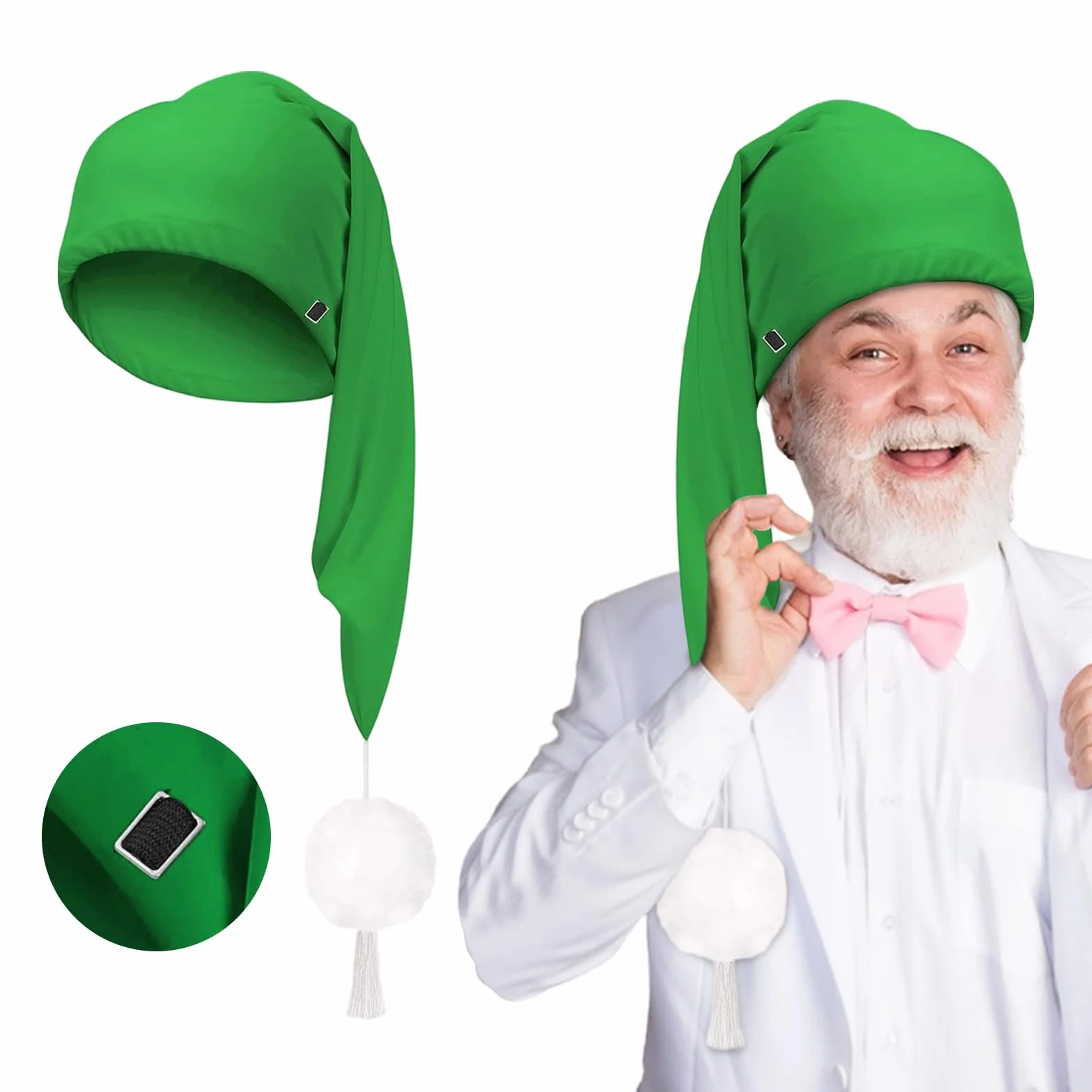 Gorro de Dormir Hombre Mujer con Pompón, Gorro de Enano para Fiestas Temáticas, Carnaval, Navidad