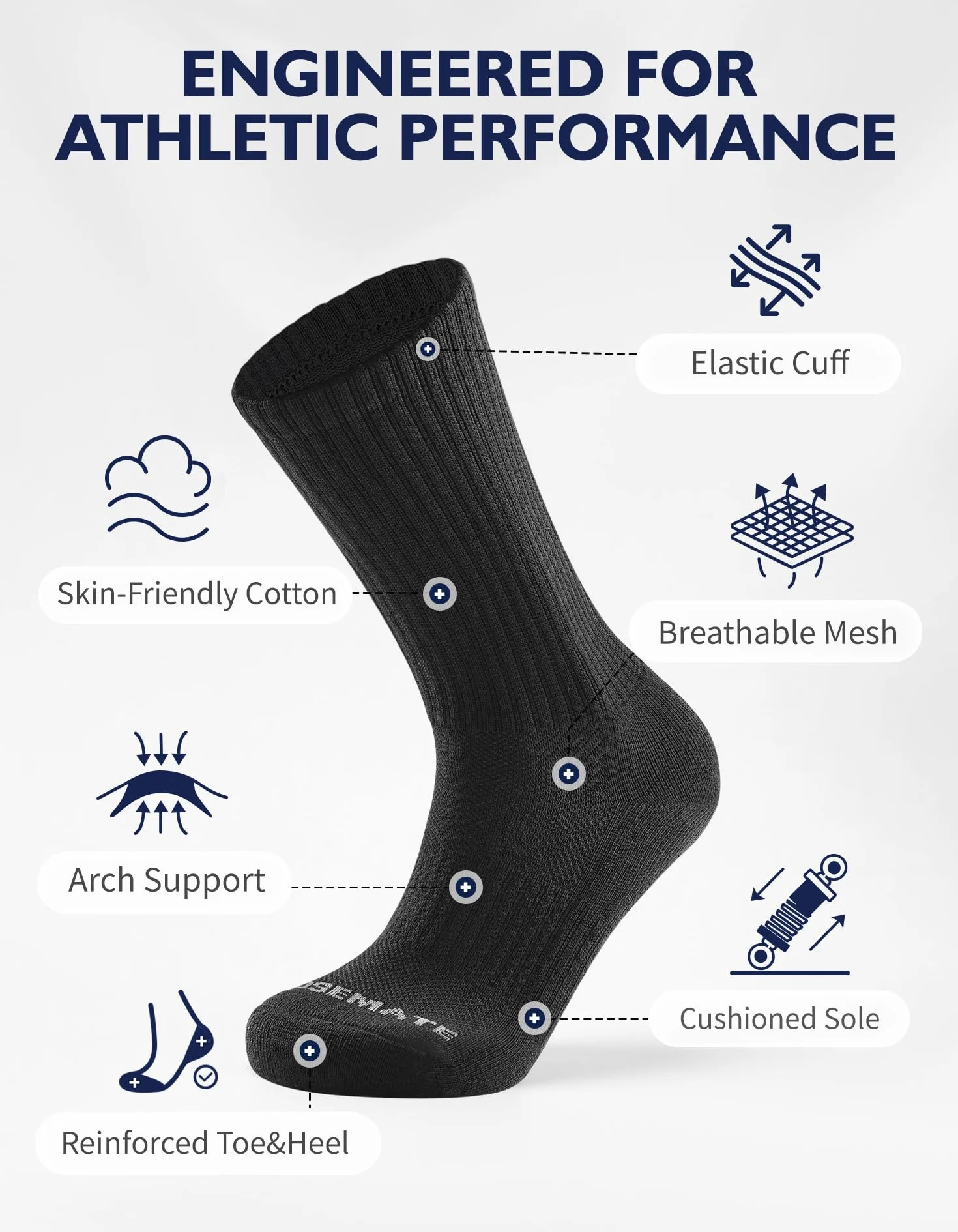 CLOSEMATE 6 Pares Calcetines Deporte Largos Hombre Antiampollas Compresión Running Senderismo