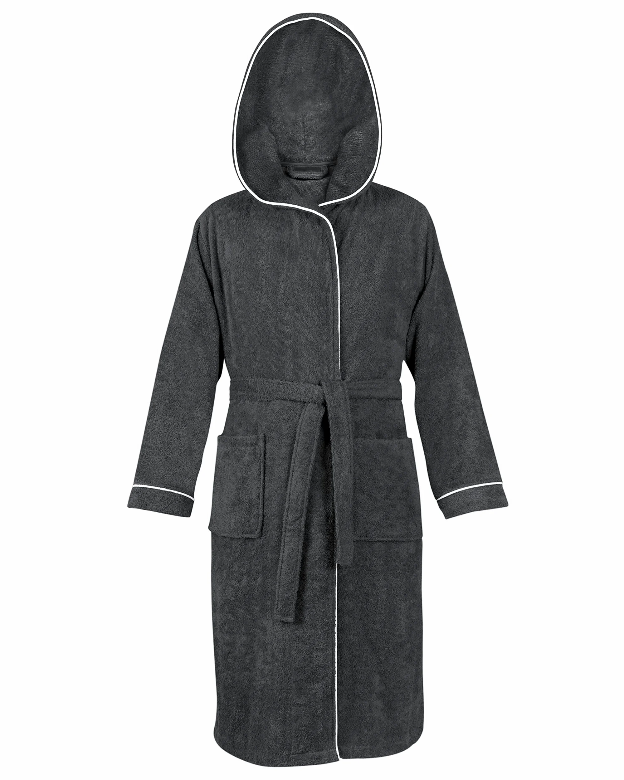 LAYNENBURG Albornoz de Hombre - Capucha - largo - 100% Algodón (360g/m2) - OEKO TEX Standard 100 - Talla (M, Antracita)