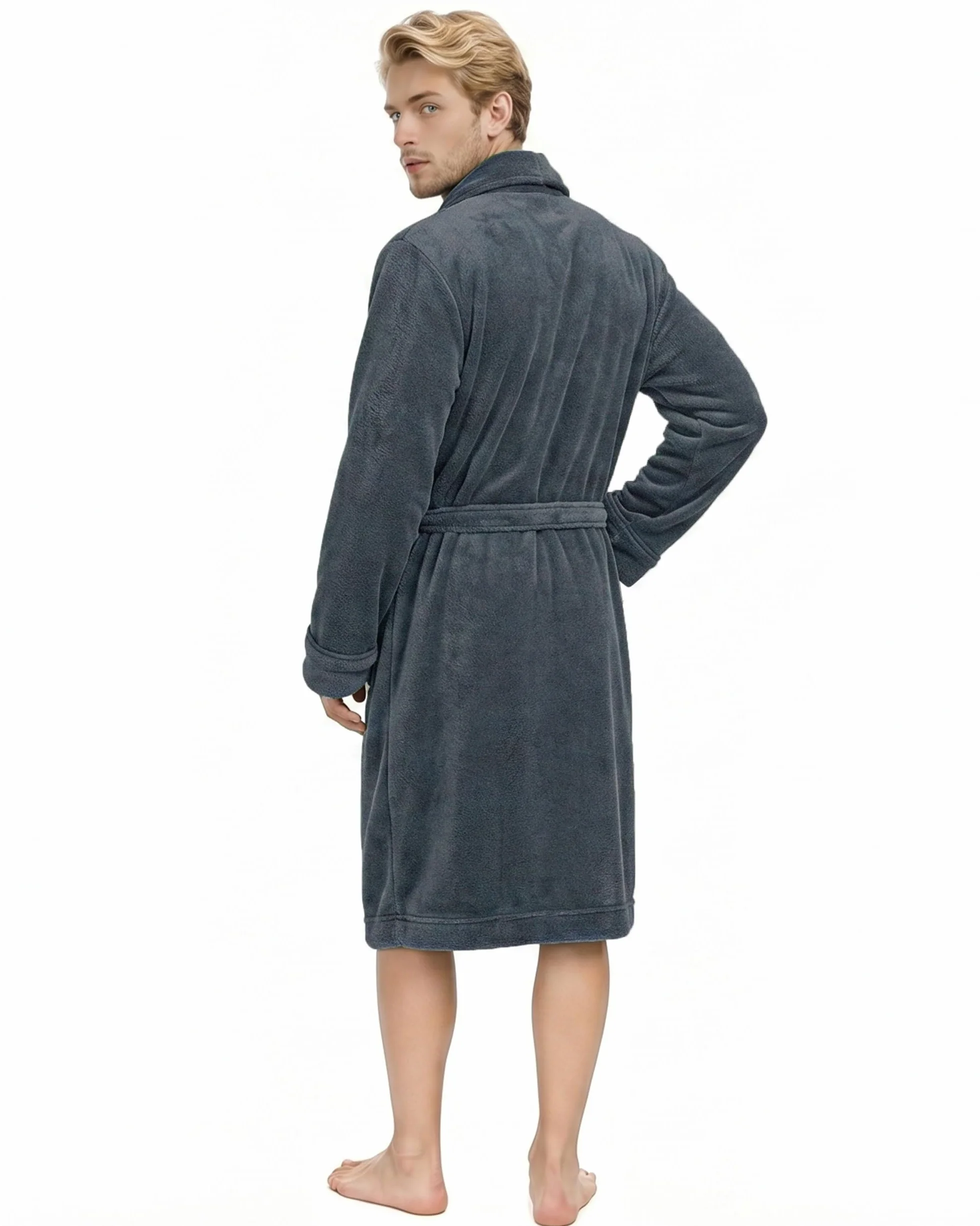NY Threads Bata de hombre con cuello chal, ropa de dormir suave