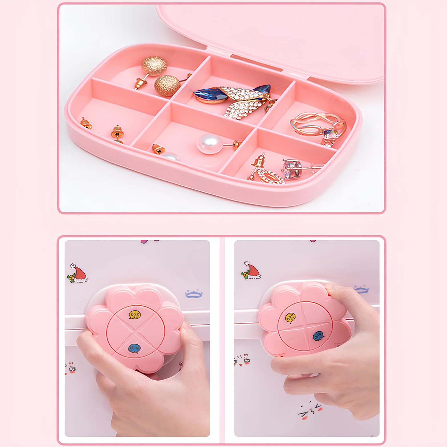 Caja de Almacenamiento Rosa para Accesorios de Cabello - Organizador