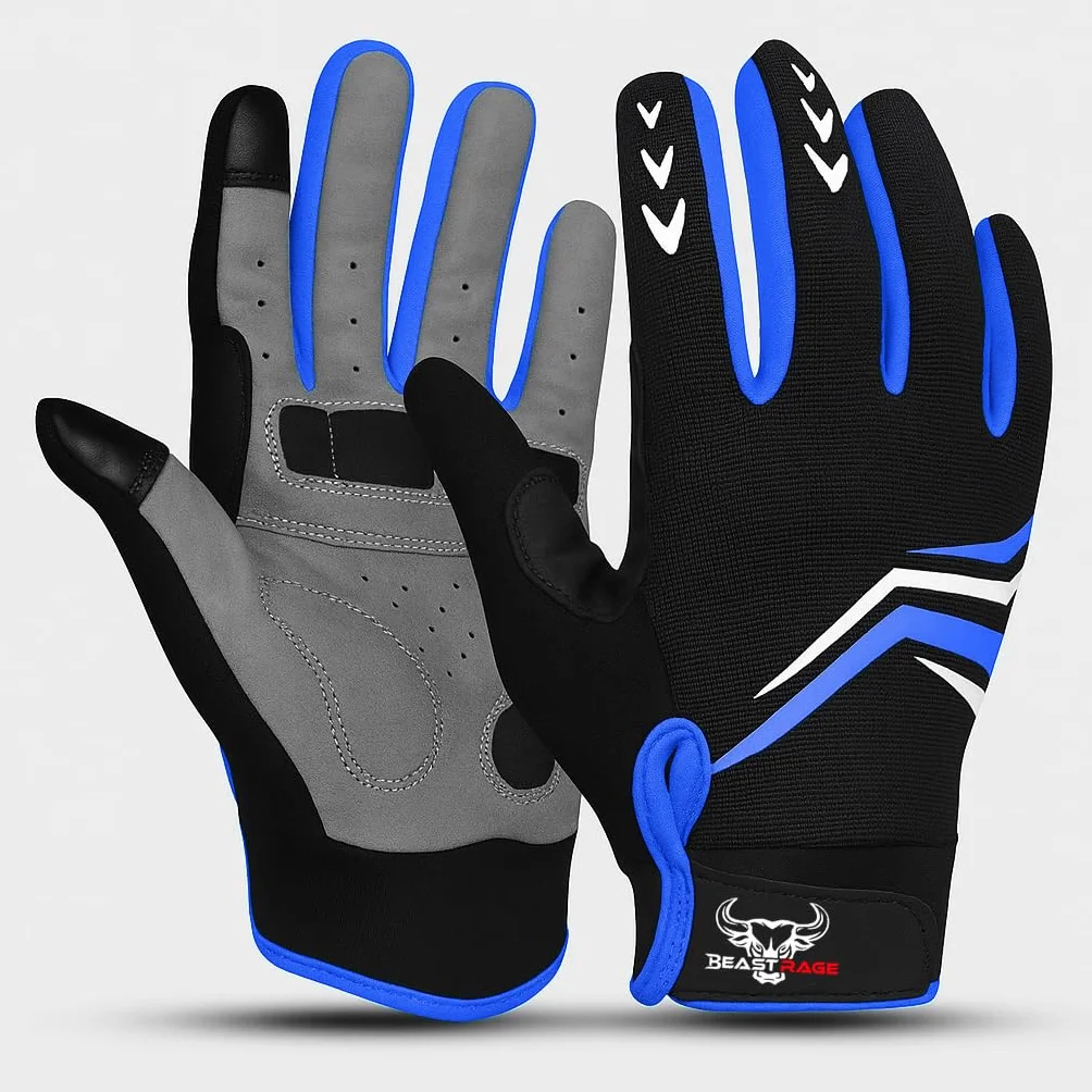BEAST RAGE Guantes de Ciclismo Dedos Enteros Acolchado Antideslizantes Transpirables Táctiles Montaña BMX