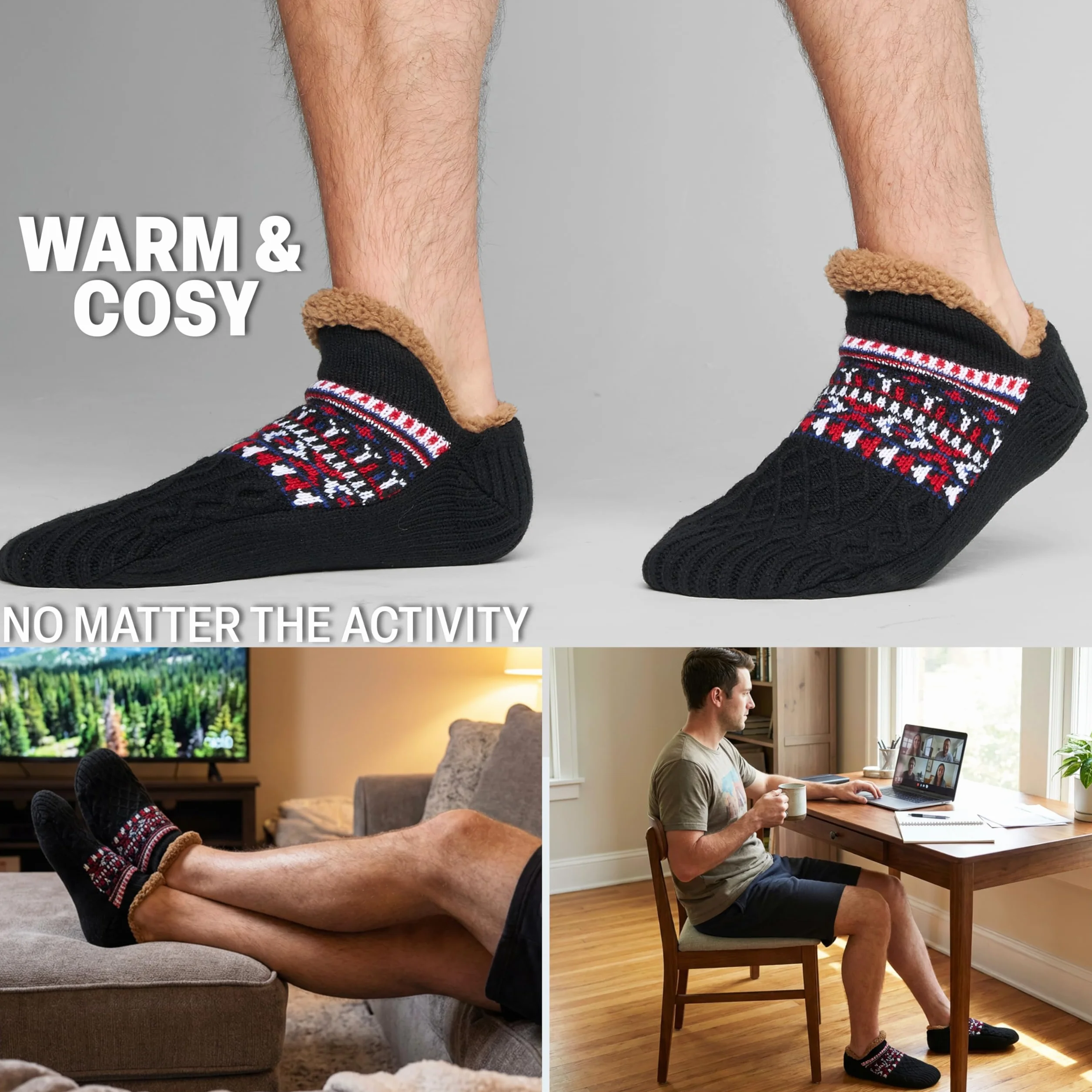Calcetines Hombre Invierno Antideslizantes Forro Suave Regalo Hombre Adolescente