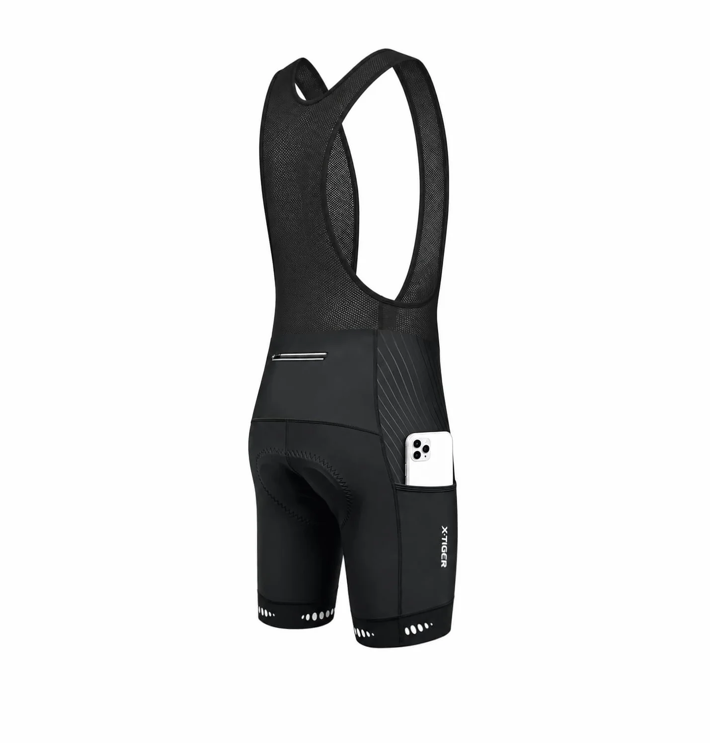 X-TIGER Culotte Ciclismo Bibs Shorts Hombre Almohadilla Gel 5D 3 Bolsillos Transpirable Secado rápido Ciclismo Montaña