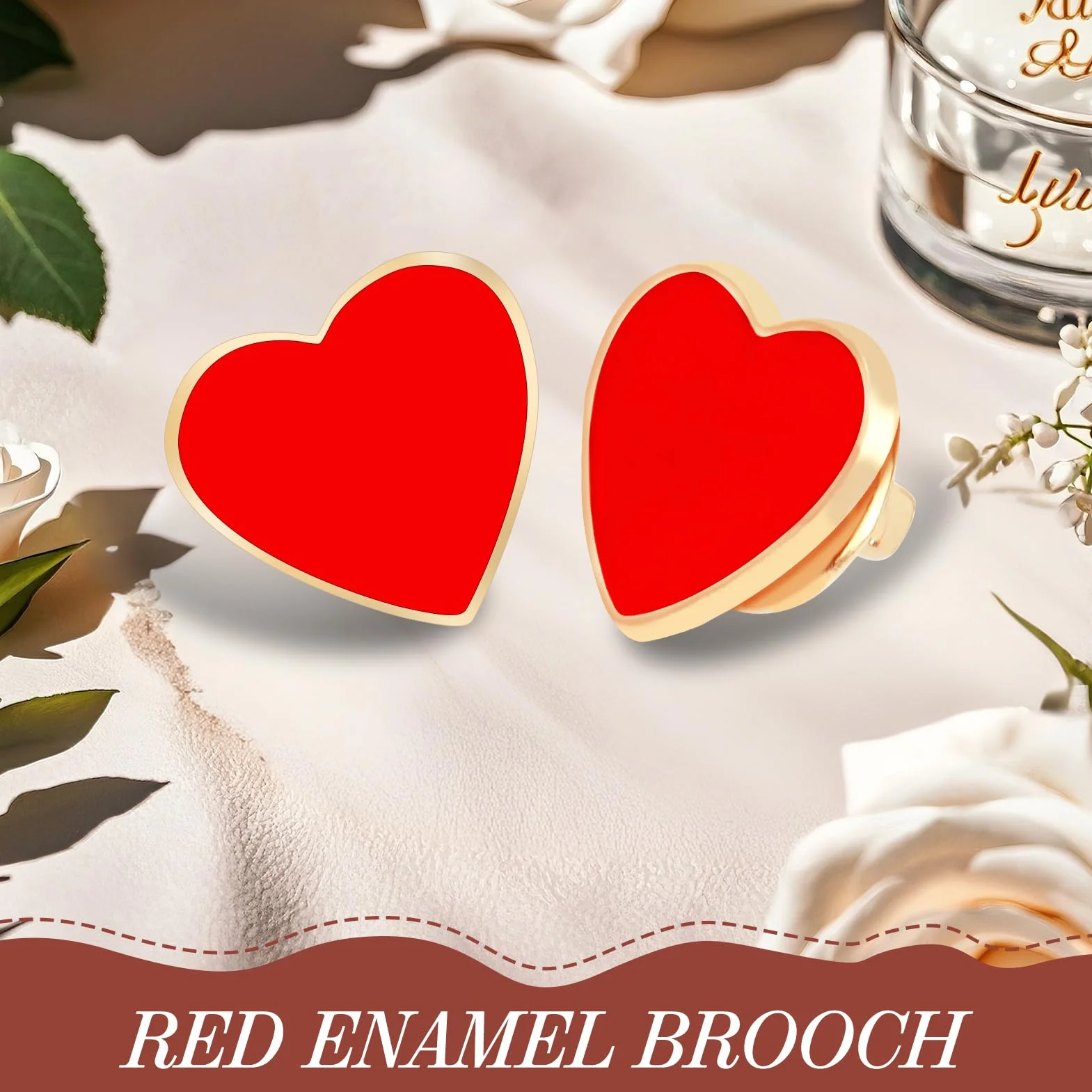 Broches Corazón Rojo Esmalte 12 Piezas Alfileres Ropa Bolsos Sombreros Accesorios Bodas San Valentín