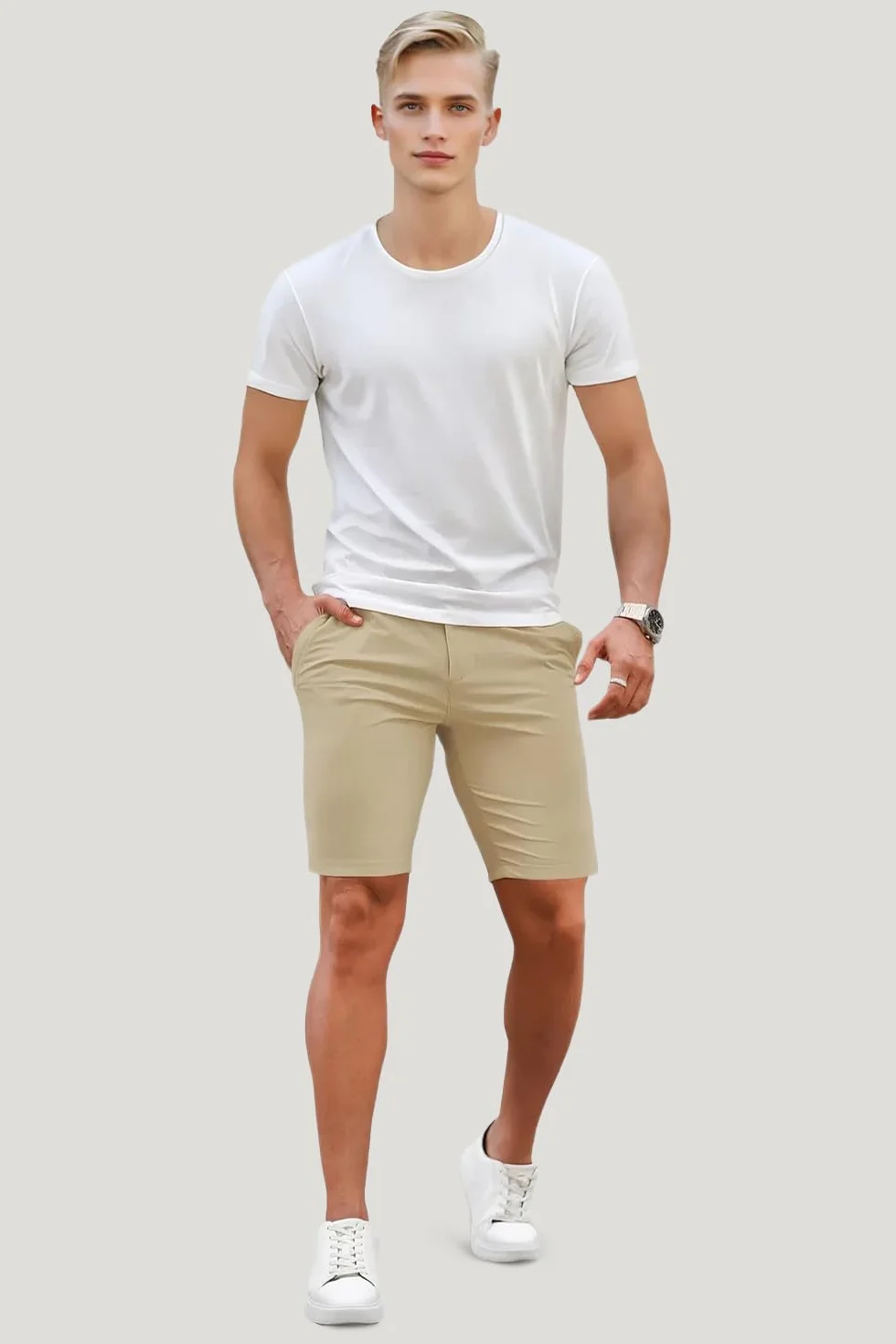 GINGTTO Pantalones Cortos Hombre Slim Fit Vestir Elastico Chinos Shorts