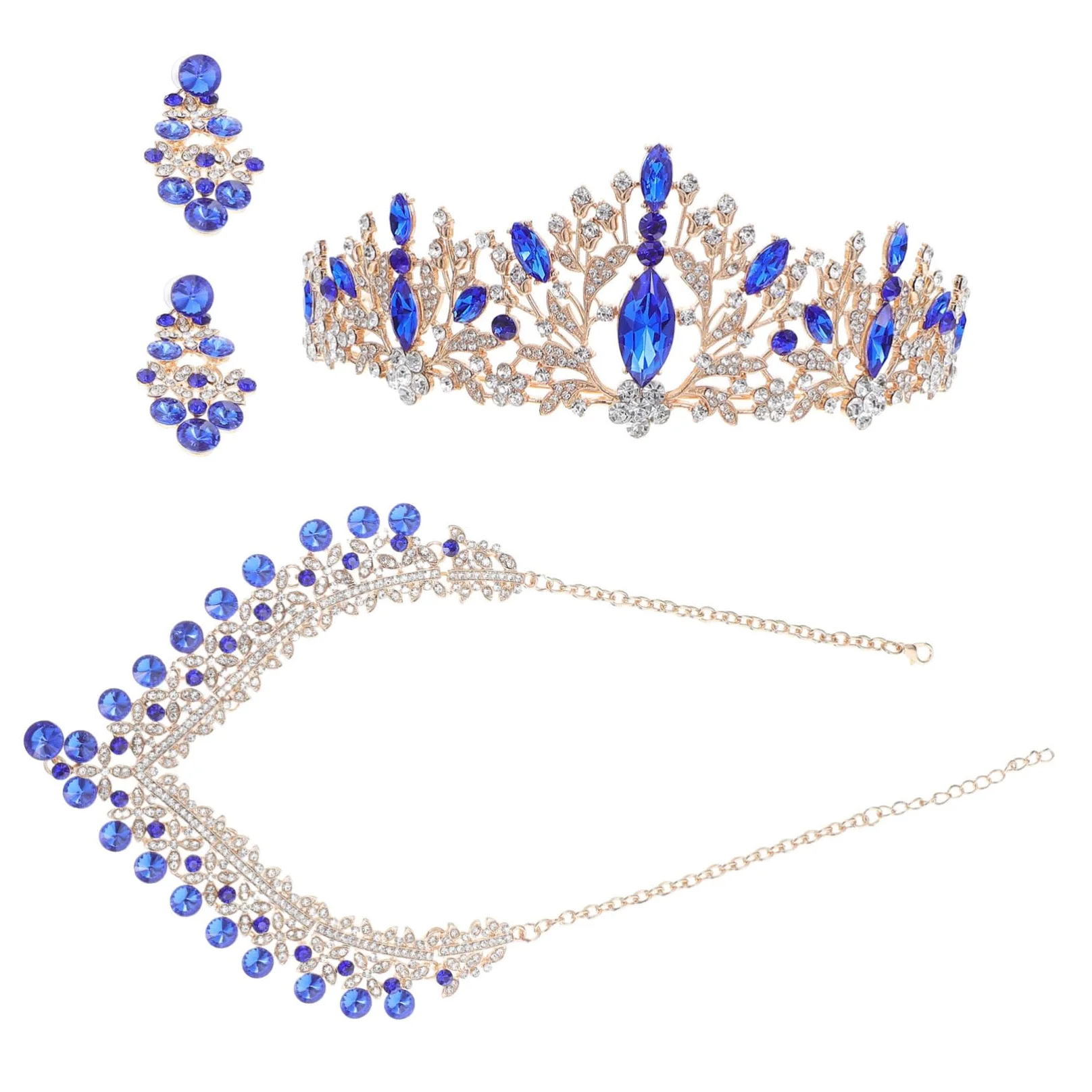 Didiseaon Conjuntos de Joyas de Novia Diadema Brillante de Gemas de Imitación para Mujer Collar y Aretes para Bodas y Fiestas