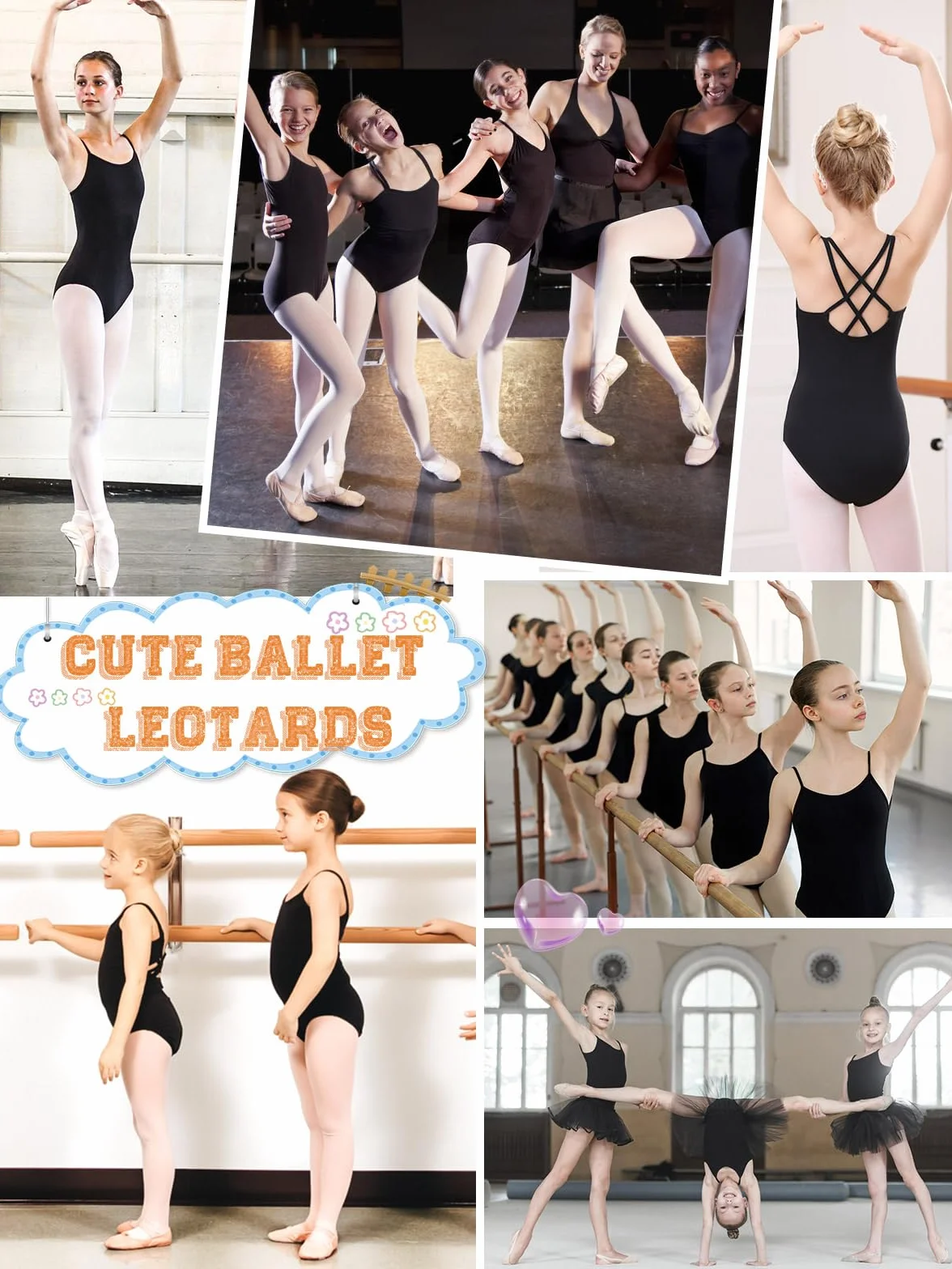 Leotardo Negro Ballet para Niñas 3-13 Años Ropa de Baile Gimnasia