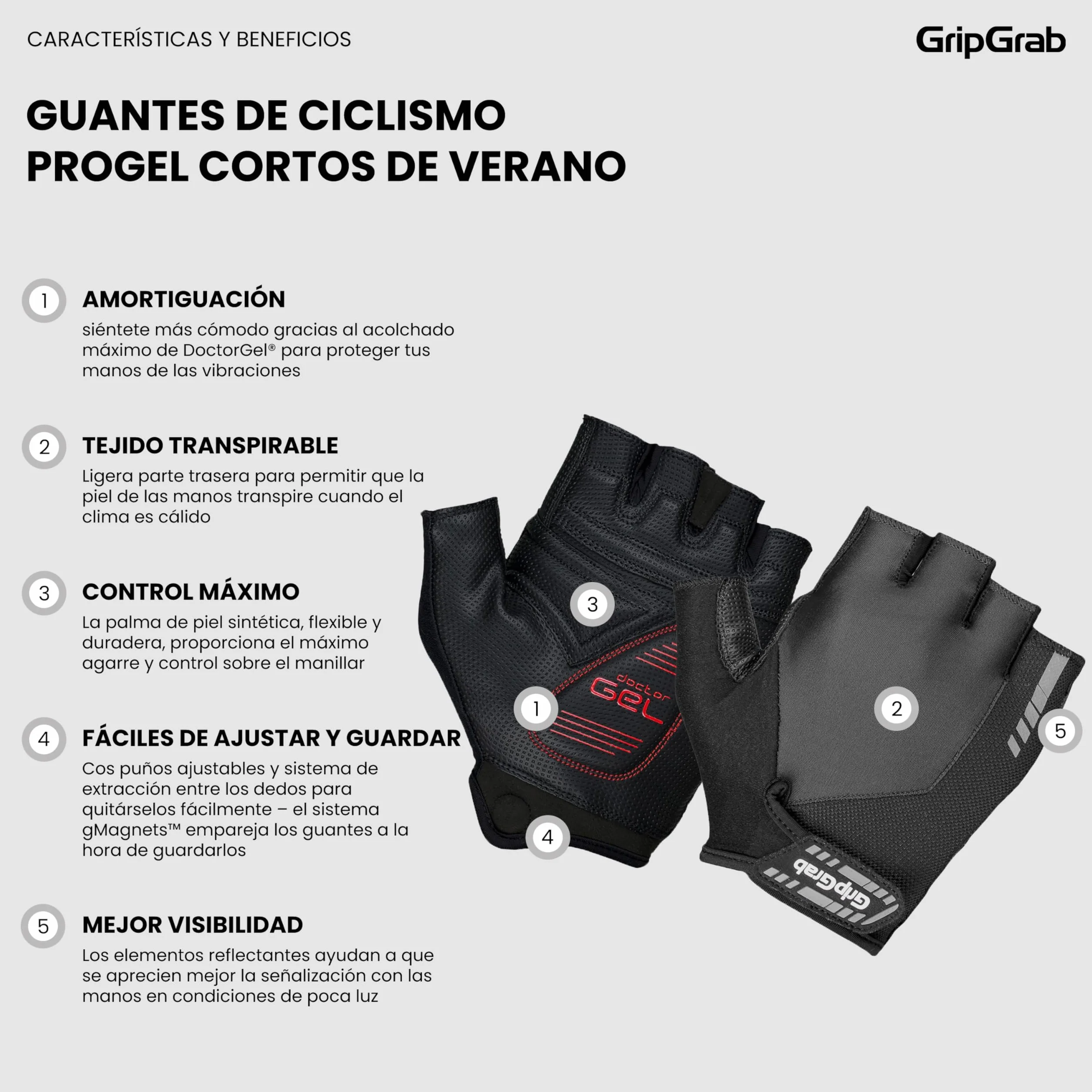 GripGrab Guantes de Ciclismo ProGel 4mm Acolchado DoctorGel Bicicleta Carretera MTB Gravel