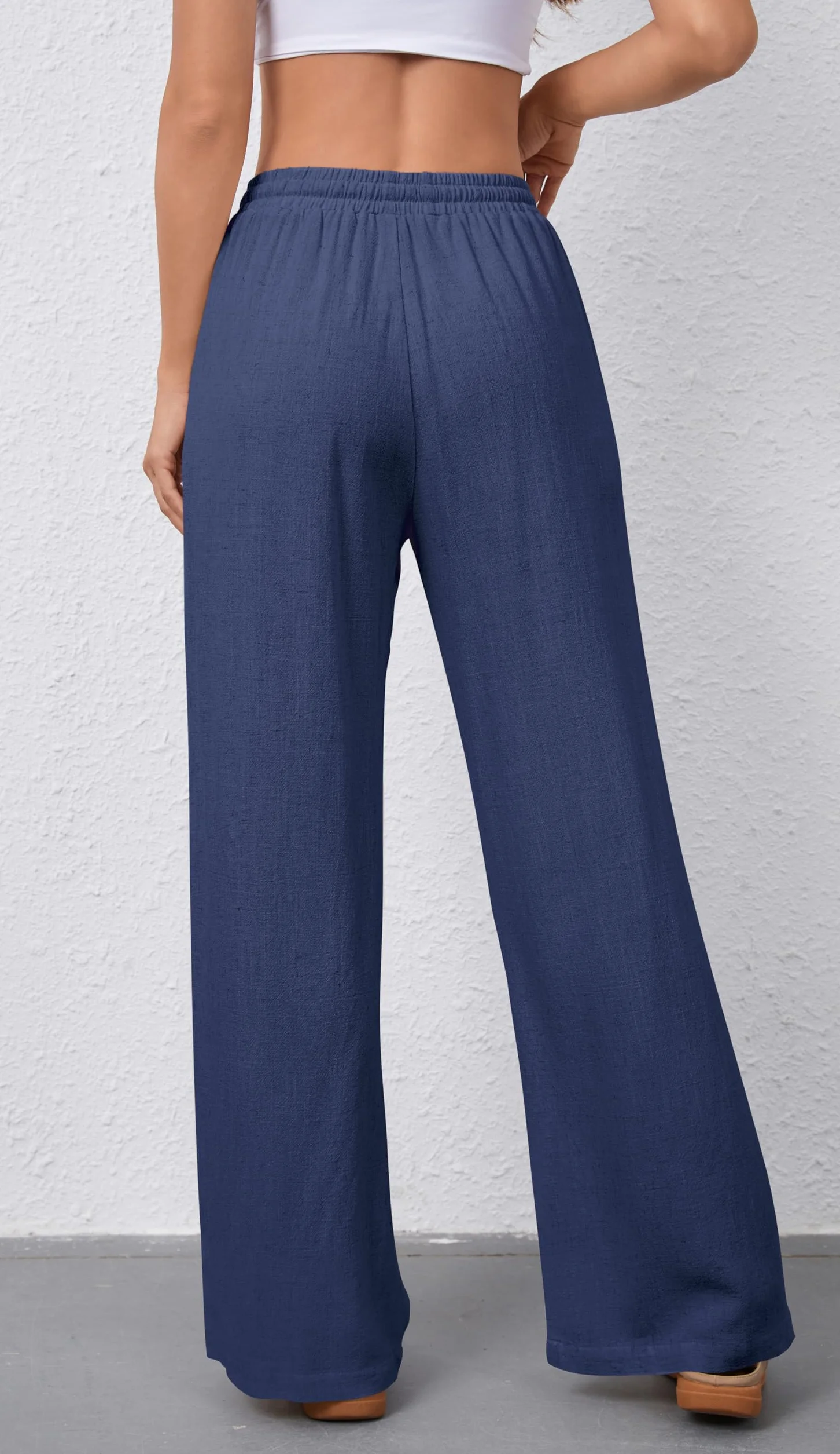 Pantalones de Algodón para Mujer con Cintura Elástica y Pierna Ancha