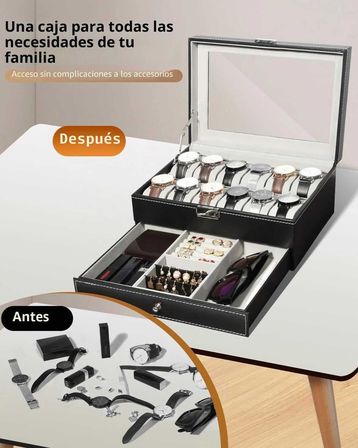 Uten Caja de 12 Relojes, Doble Capa, Estuche de Exhibición para Colección de Joyas