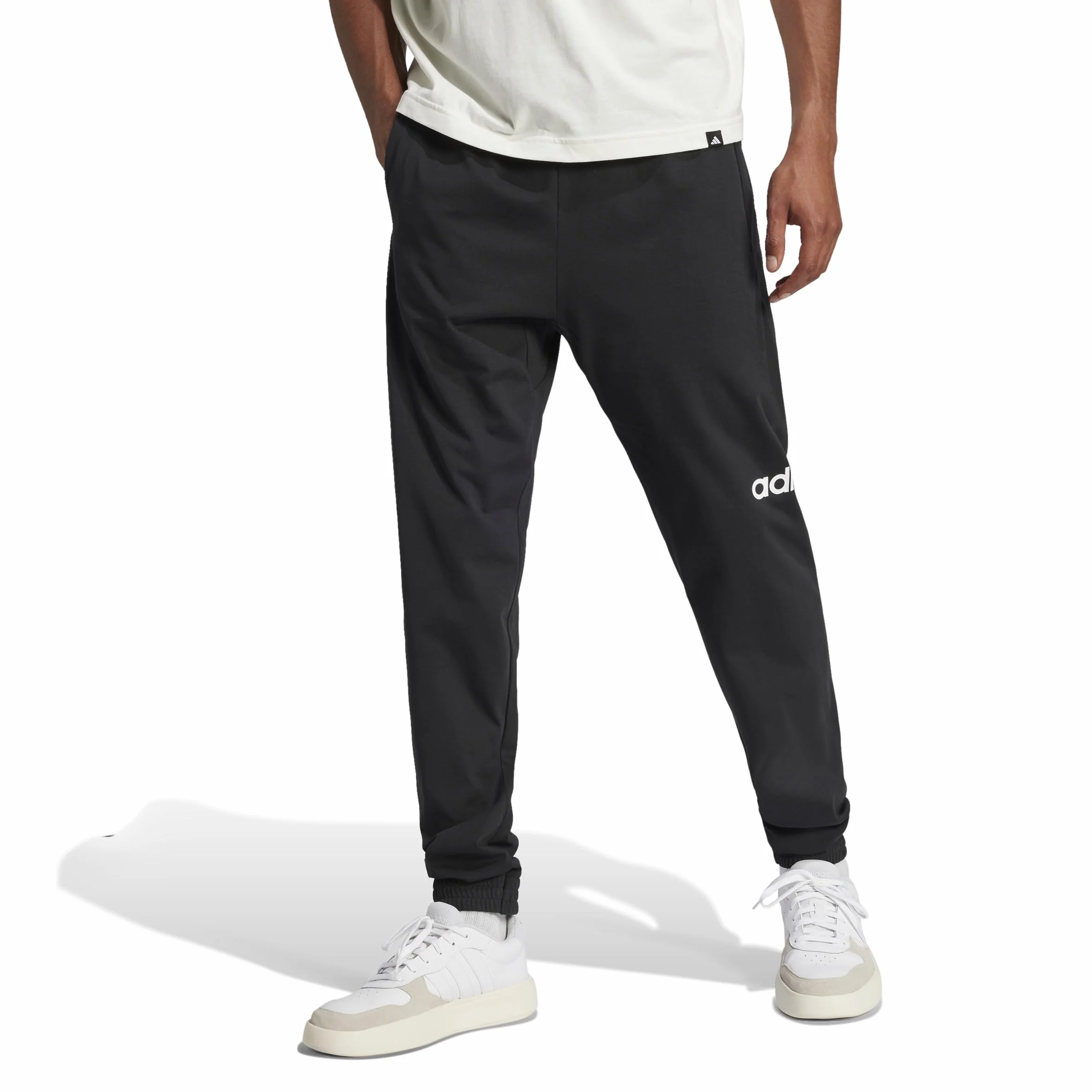 adidas Essentials Linear Single Jersey Pants Black White S