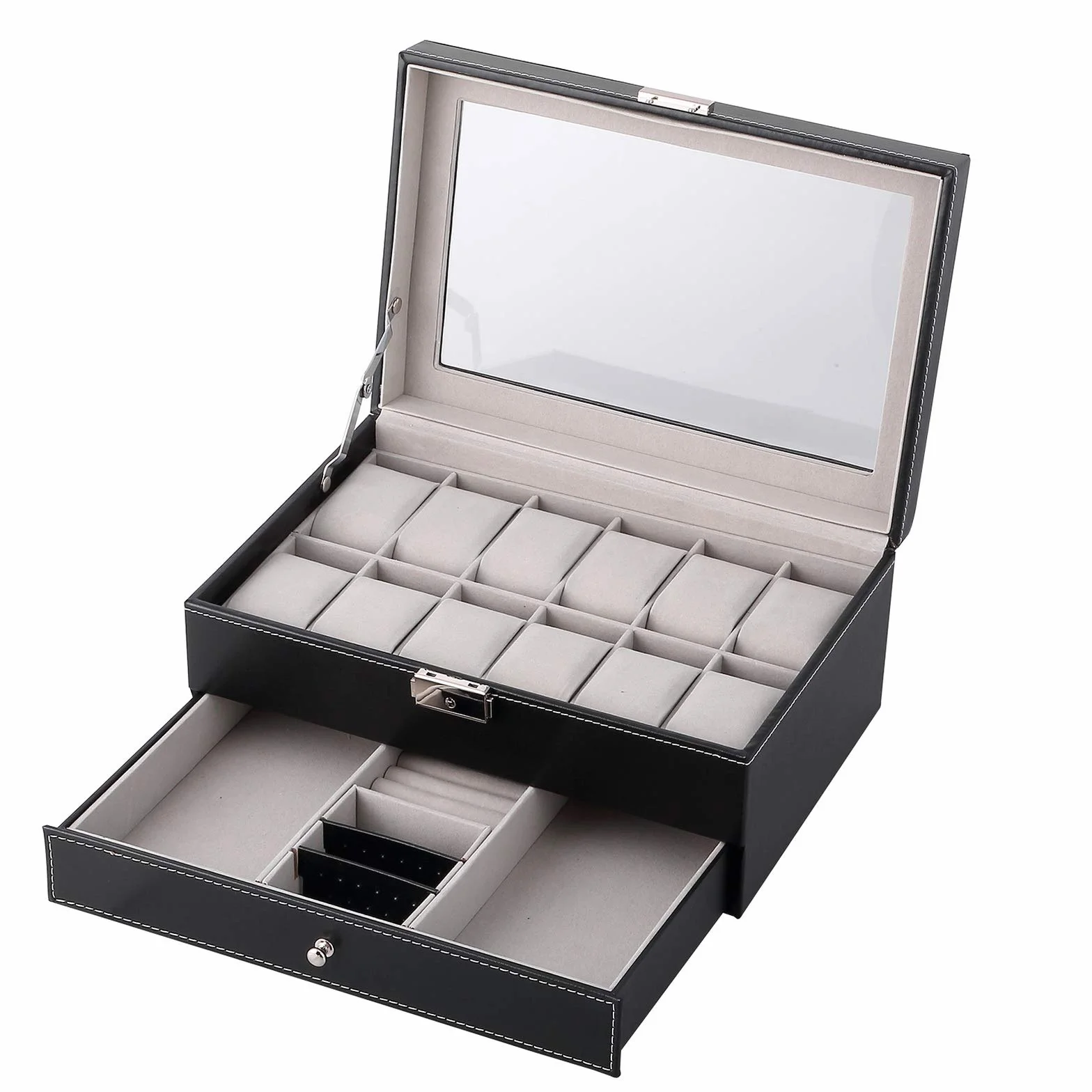 Uten Caja de 12 Relojes, Doble Capa, Estuche de Exhibición para Colección de Joyas