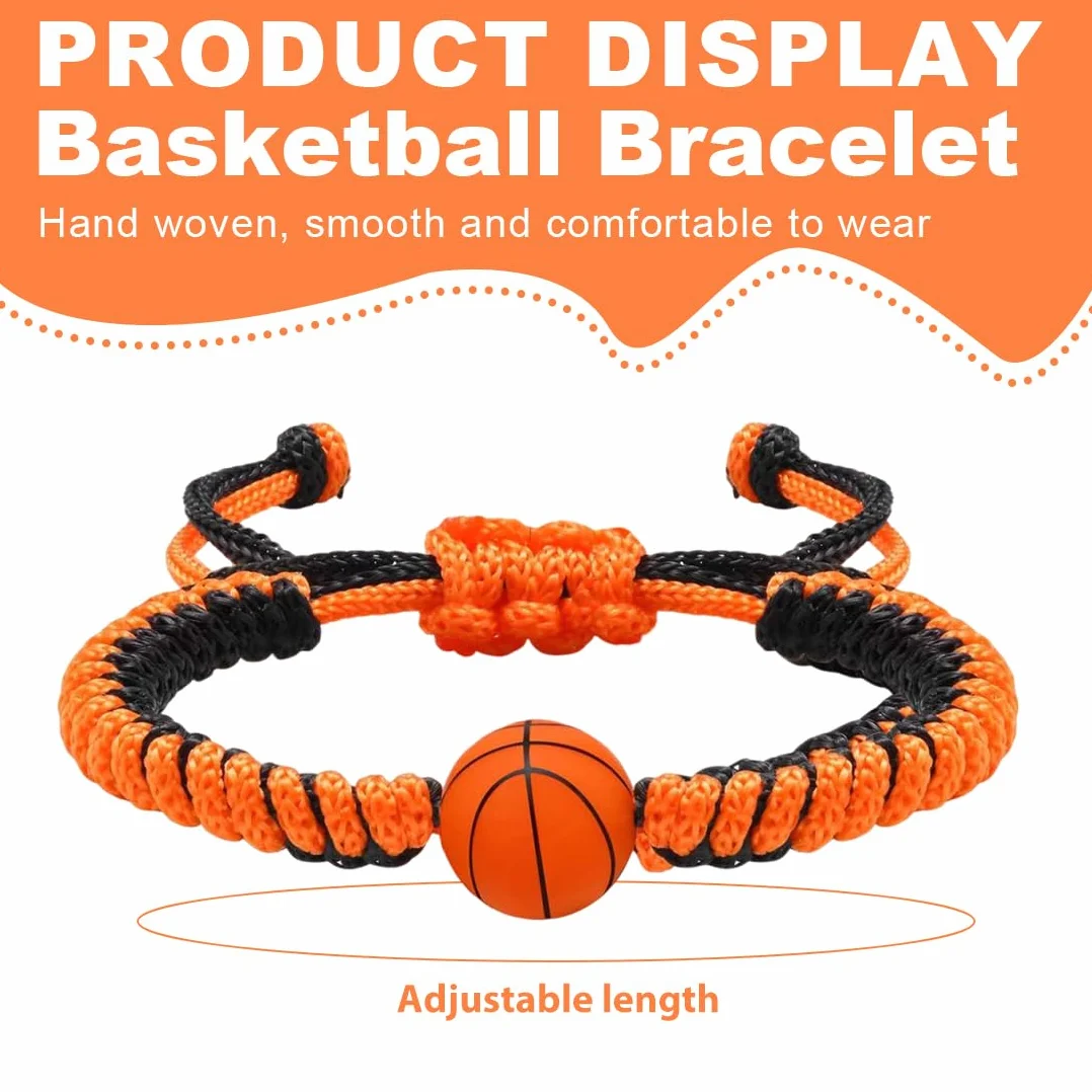 Cuerda negra y naranja pulsera trenzada baloncesto regalos Pascua niños 5-12 años