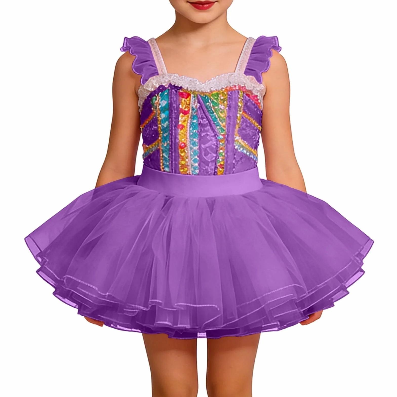 Falda de ballet para niña tutú multicapa acampanada con cintura elástica