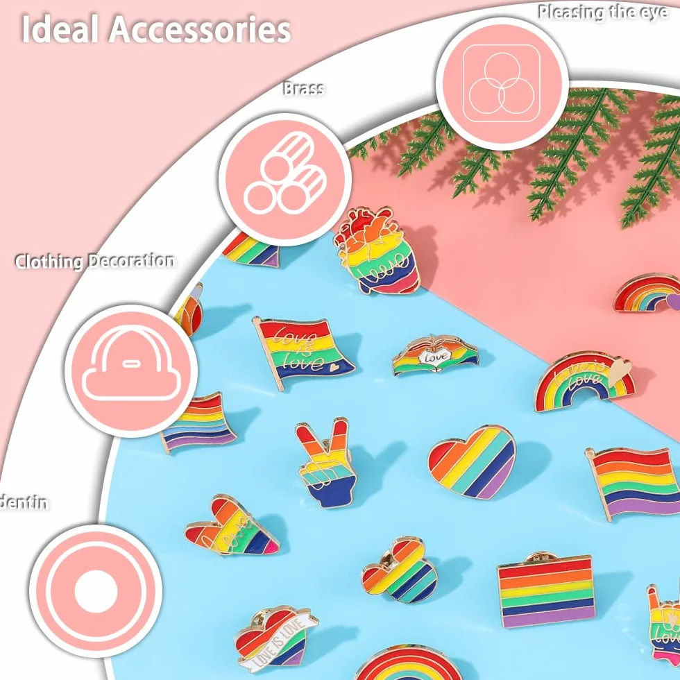 Broche Arcoíris 15 Piezas Pin Arcoiris Metal Broches LGBT Rainbow Esmalte Pines Esmaltados Coloridos para Ropa Bolsa Mochilas
