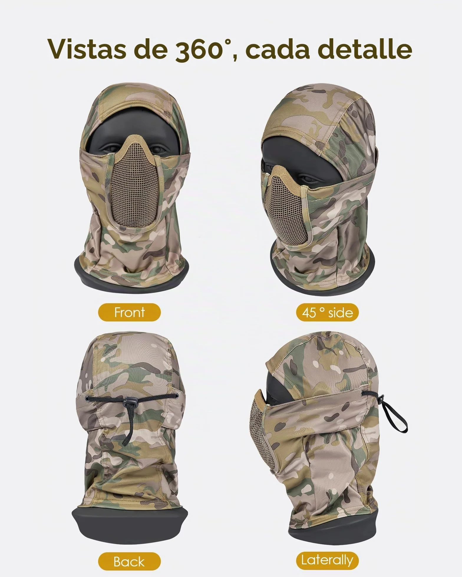 OneTigris Pasamontañas Táctico Malla Ninja Máscara Completa Airsoft