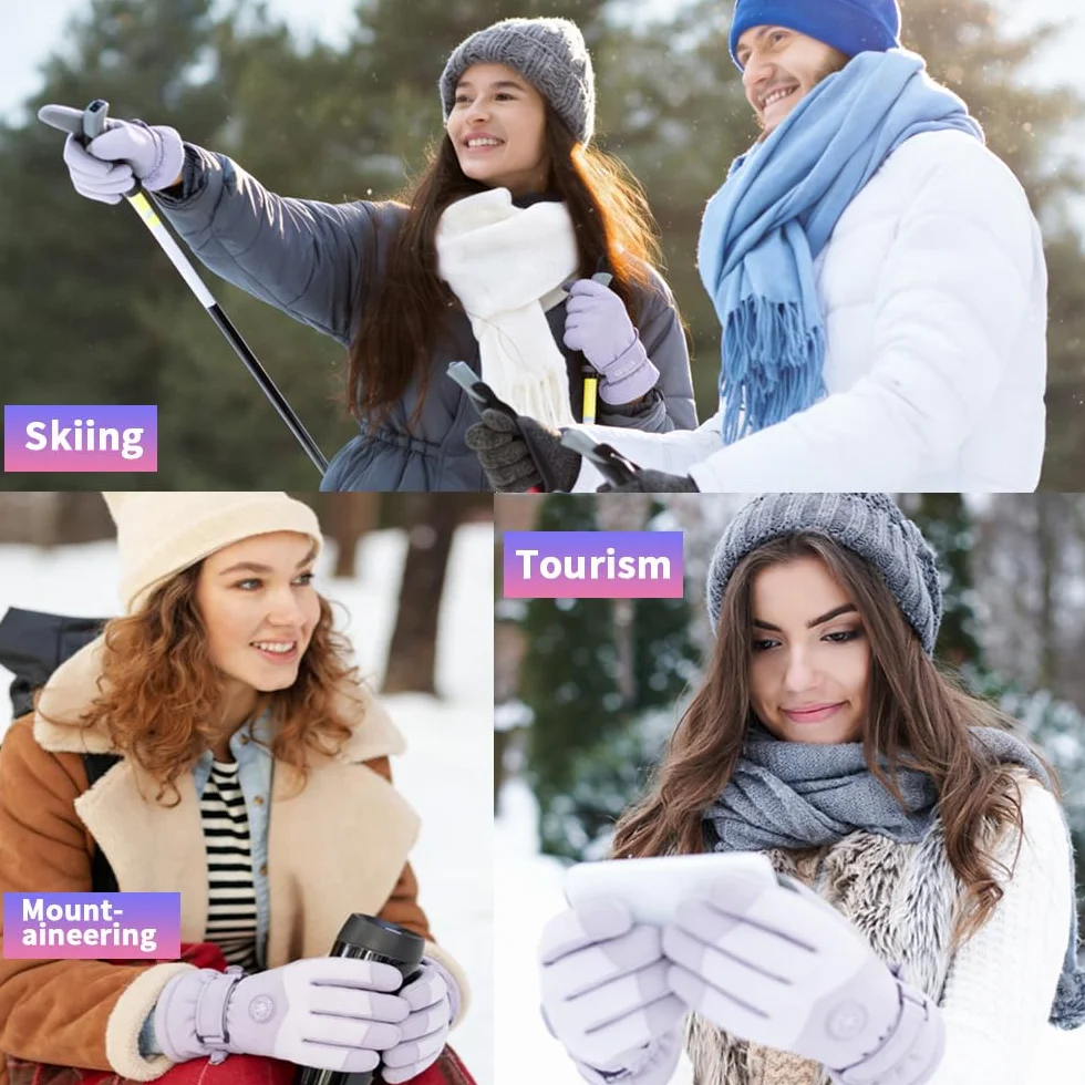 Guantes de Esquí Impermeables Térmicos para Pantalla Táctil Mujer Invierno