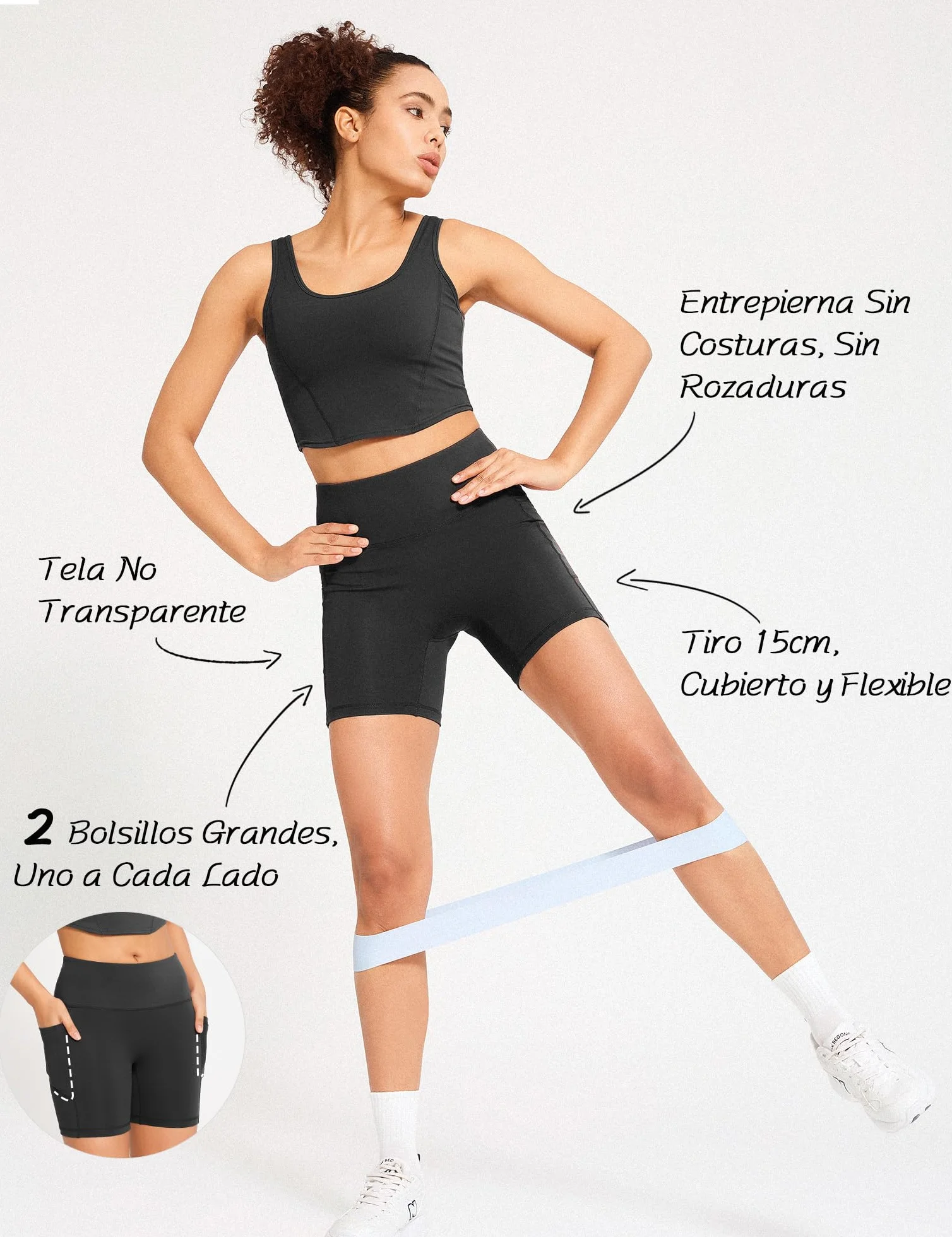 Yogaration Mallas Cortas Push up Sin Costuras Mujer Cintura Alta Antirozaduras Elásticos Yoga Gym Running