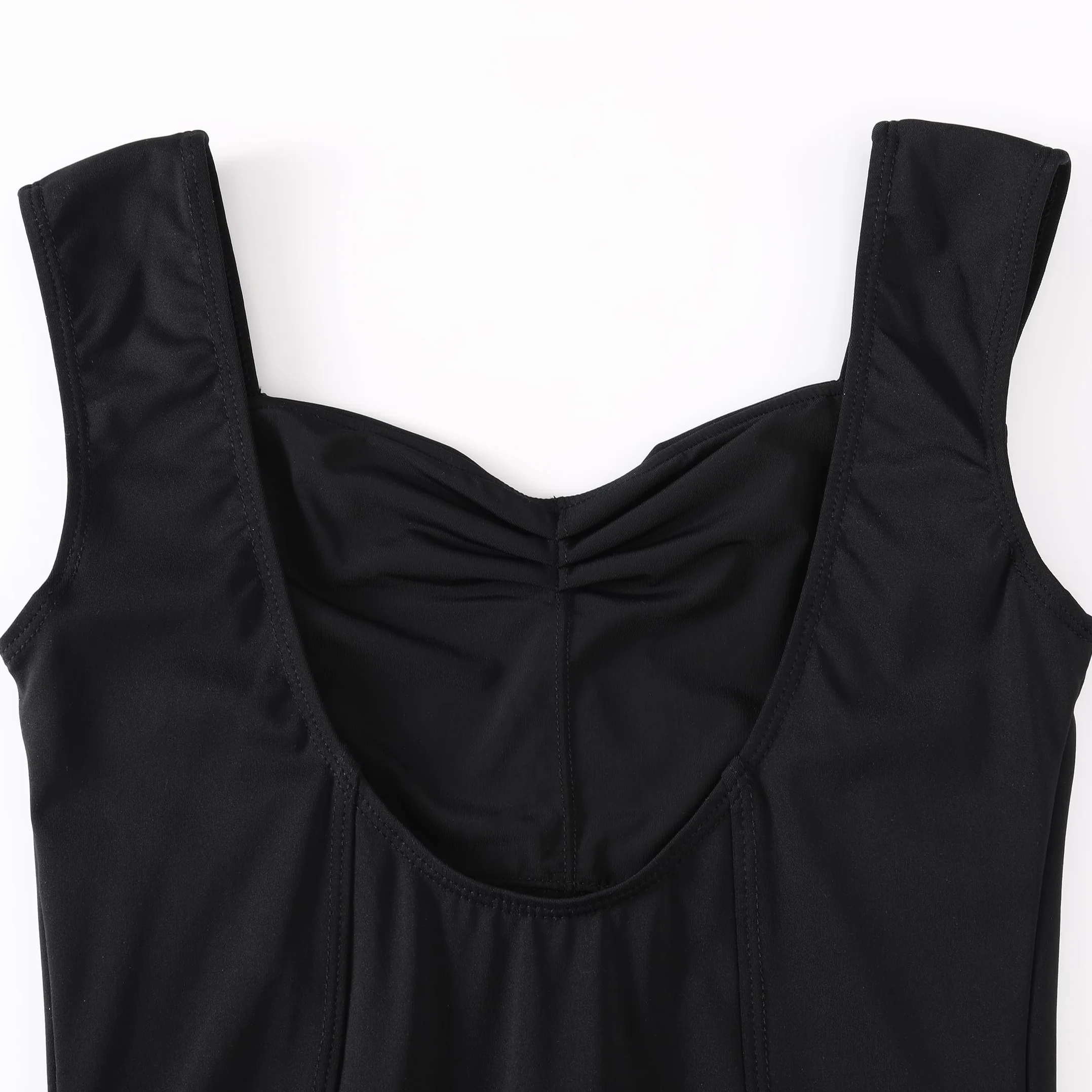 HROYL Mujer Maillot de Danza Leotardo con Tirantes Anchos Chaleco para Baile Gimnasia