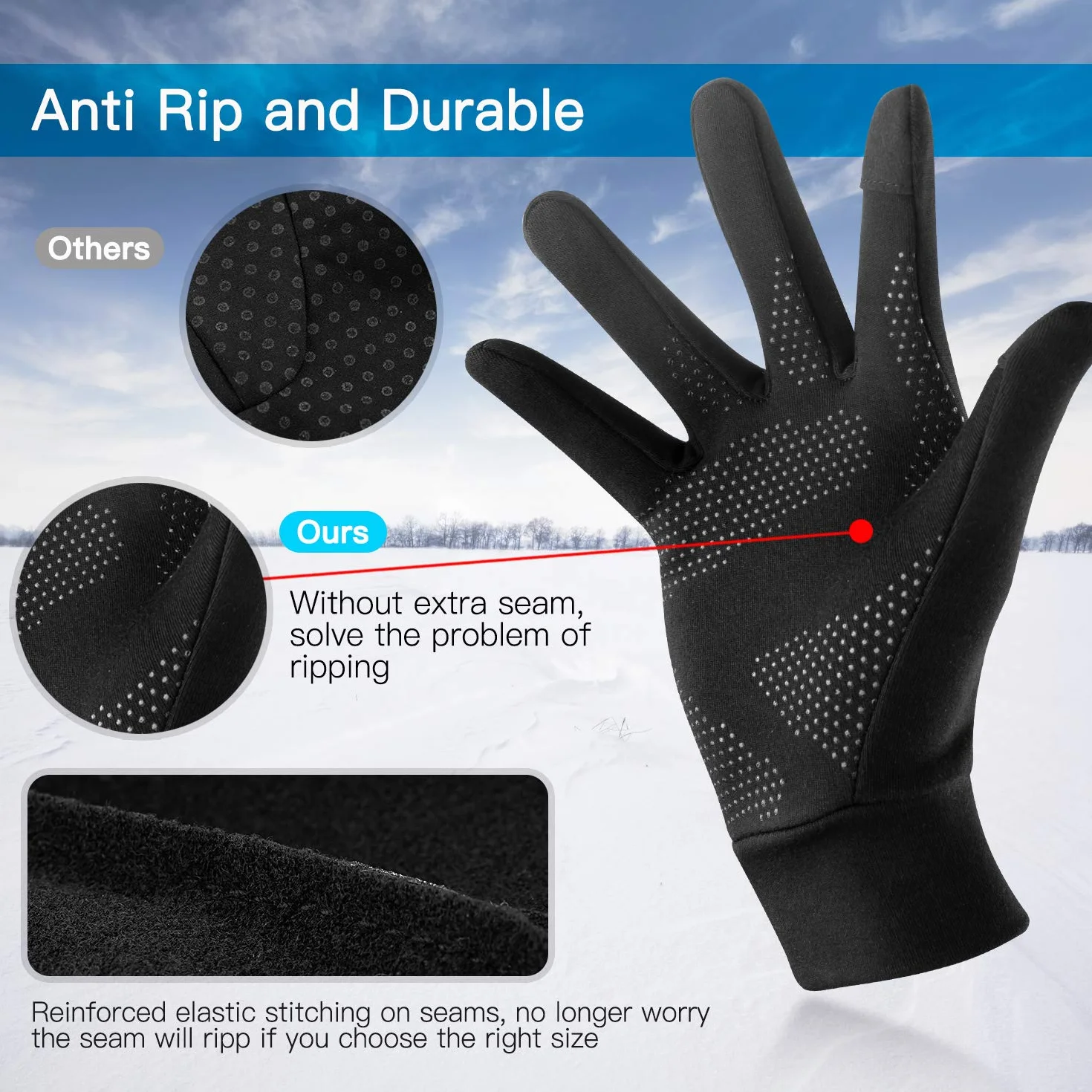 Unigear Guantes Running con Pantalla Táctil - Primera Capa para Actividades al Aire Libre, Senderismo