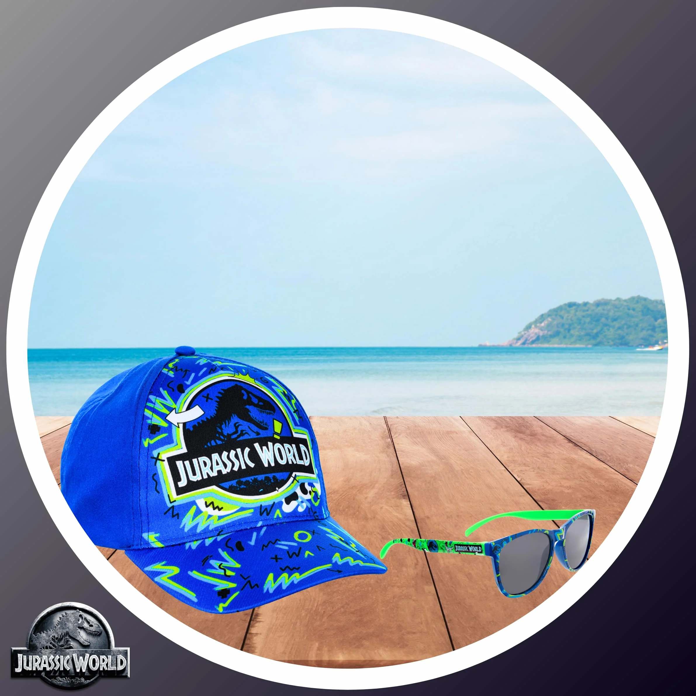 Gorra y Gafas de Sol Jurassic World para Niños Protección UV Verano