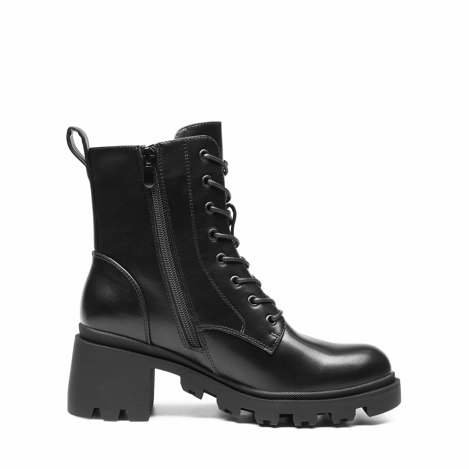 DREAM PAIRS Botas Militares Mujer Tacon Ancho Cordones Cremallera Moda Combate