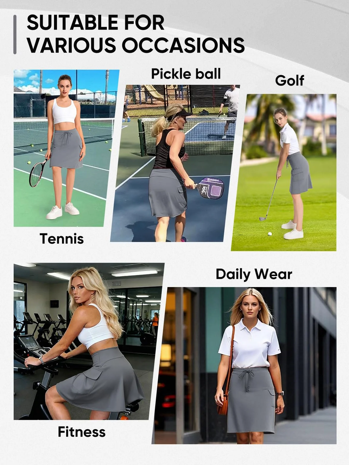 Bezioner Falda Pantalon Mujer hasta la Rodilla Golf Skort Deportiva con Bolsillos