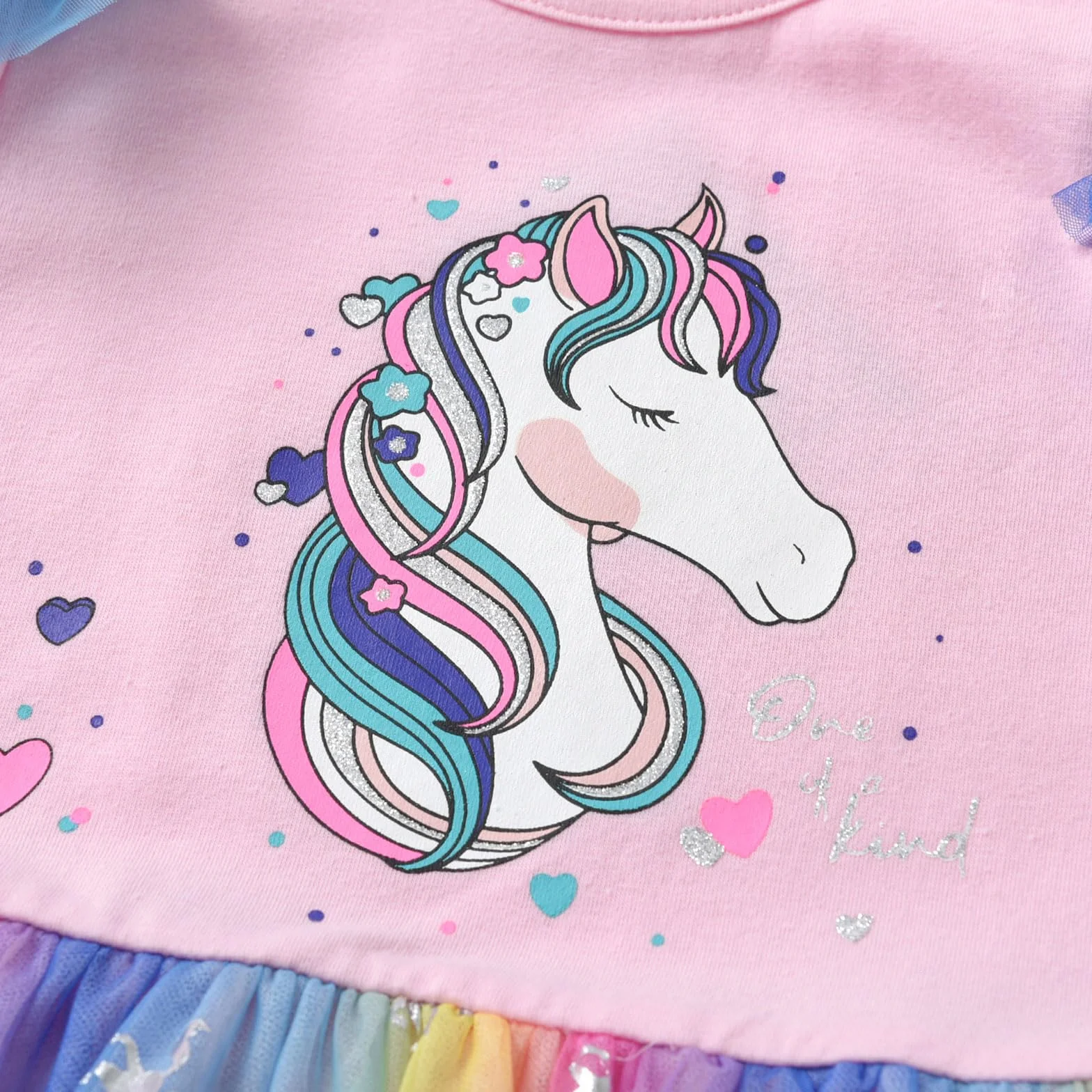 VIKITA Vestido de Princesa con Lentejuelas y Estampado de Mariposa Unicornio para Niñas