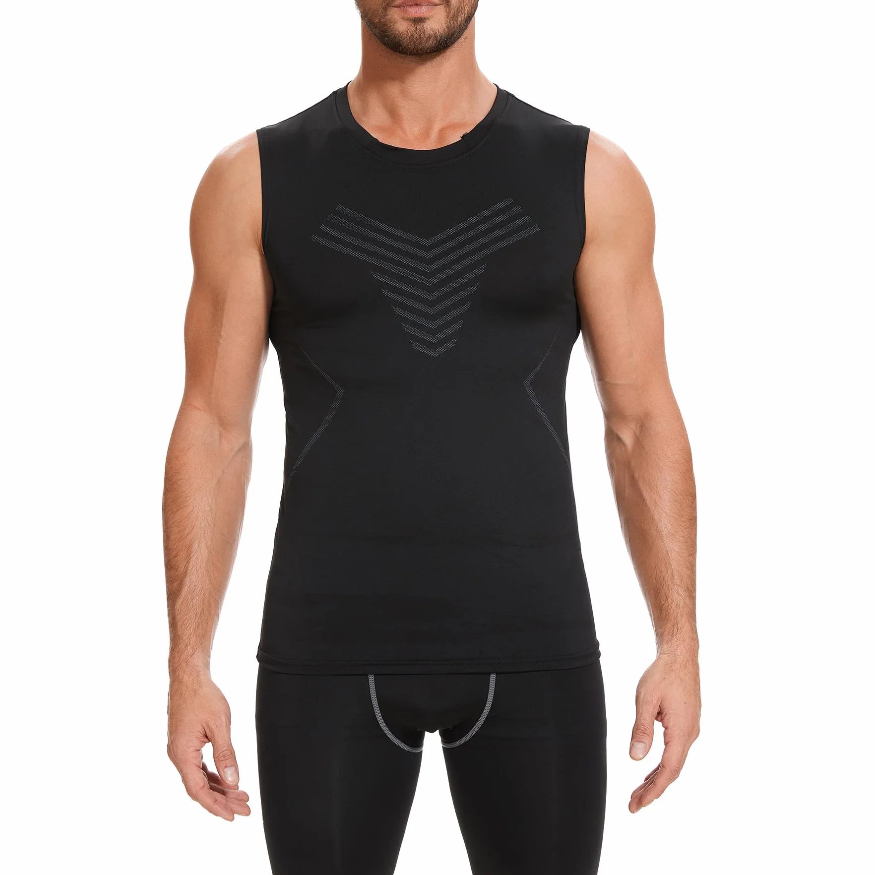 AMZSPORT Camiseta de compresión sin Mangas para Hombre Deportes Secado Rápido Baselayer