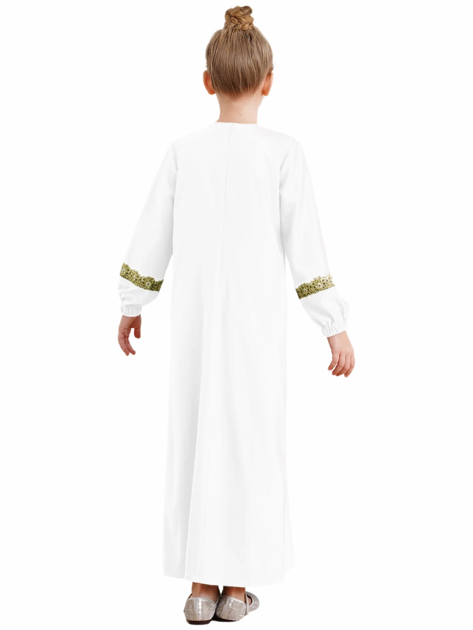 Runhomal Abaya Ramadán manga larga vestido musulmán niño niña