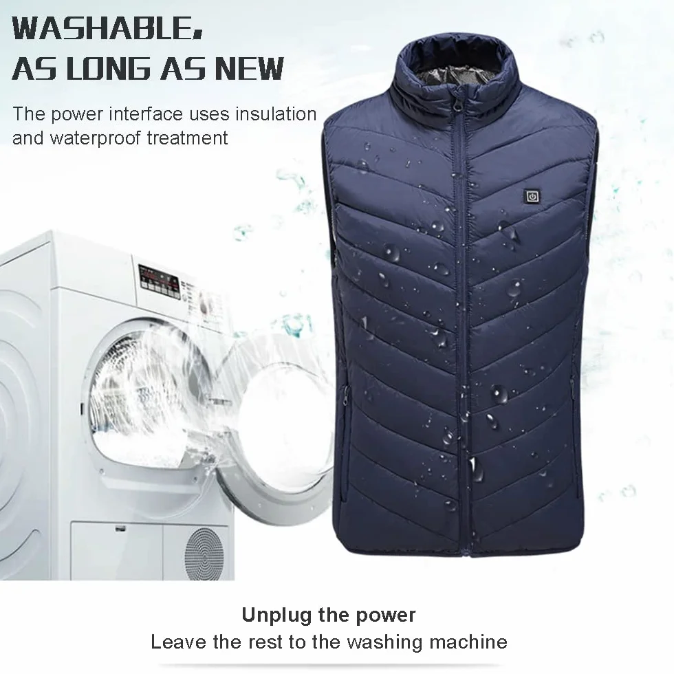 Chaqueta Calefactor Eléctrica USB 3 Temperaturas Ajustable Hombre Mujer Invierno