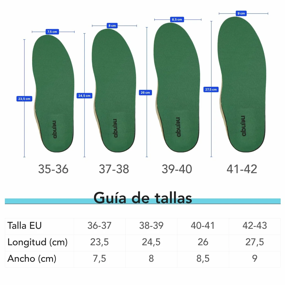 Plantillas Fascitis Plantar Anatómicas Abubu 42-43