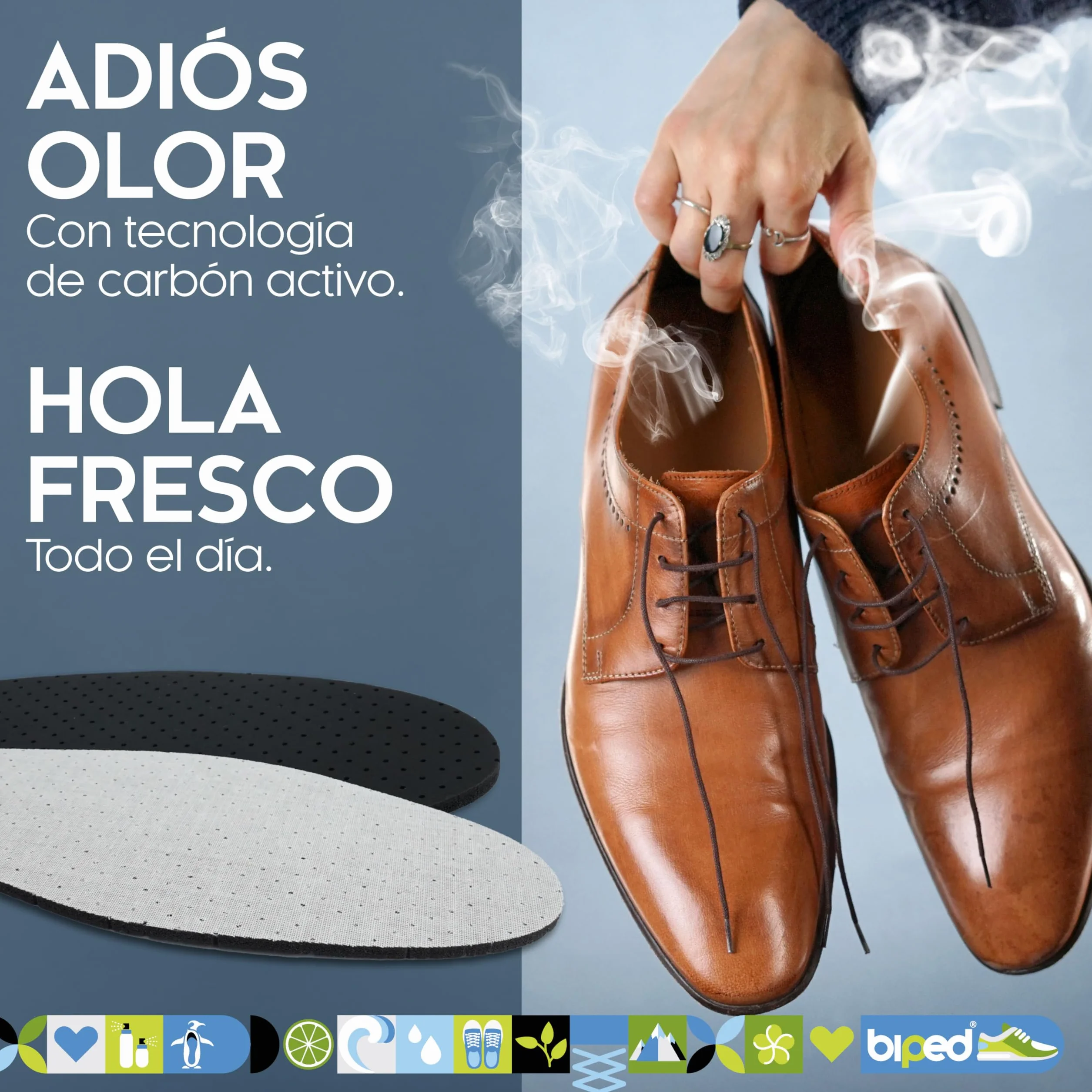 Biped 4 Pares Plantillas Carbón Activo Hombre Mujer Sudor Mal Olor Inserciones Látex Suave Zapatos Frescos
