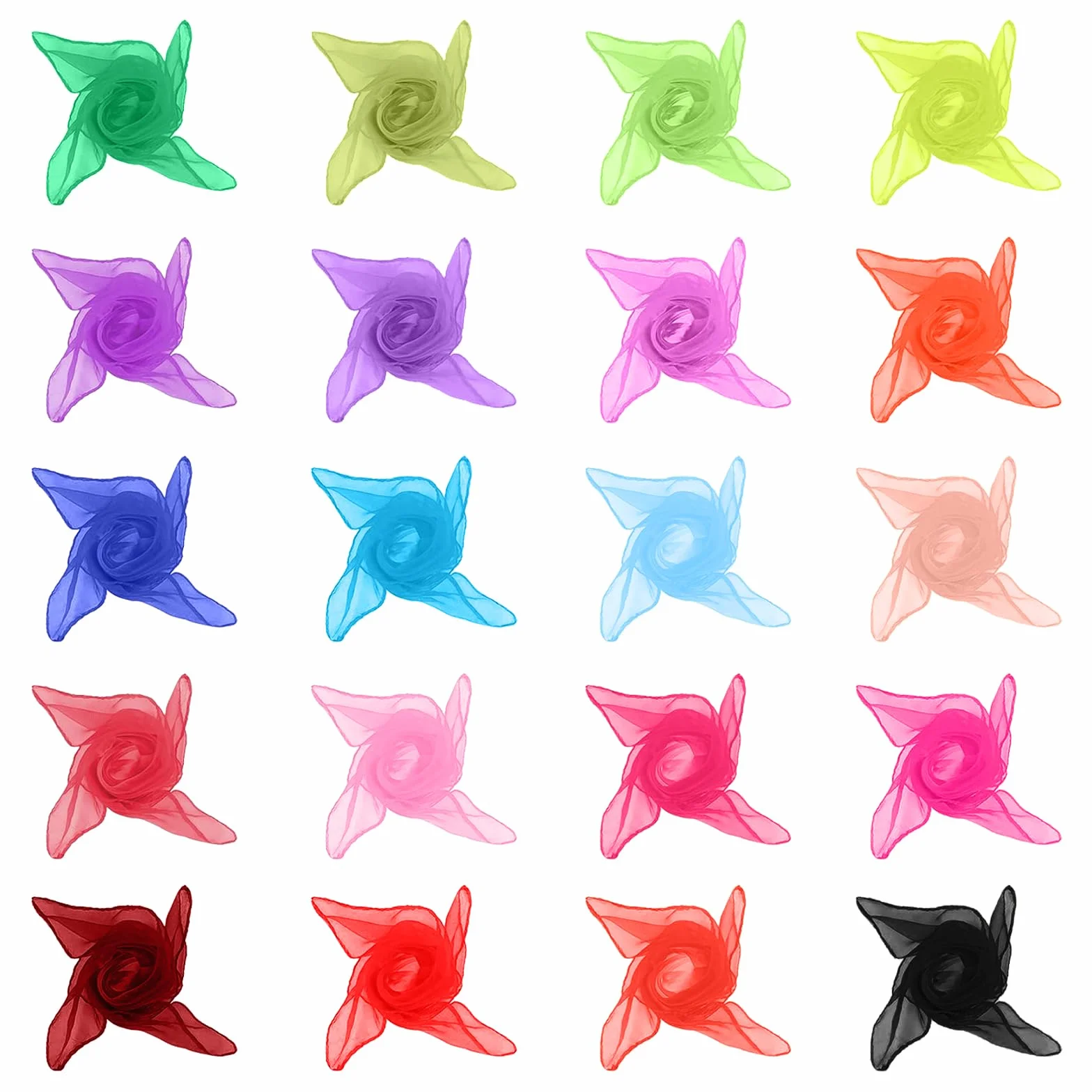 Pañuelos de Malabares Multicolores 60x60cm para Danza Espectáculo Infantil 20 Piezas