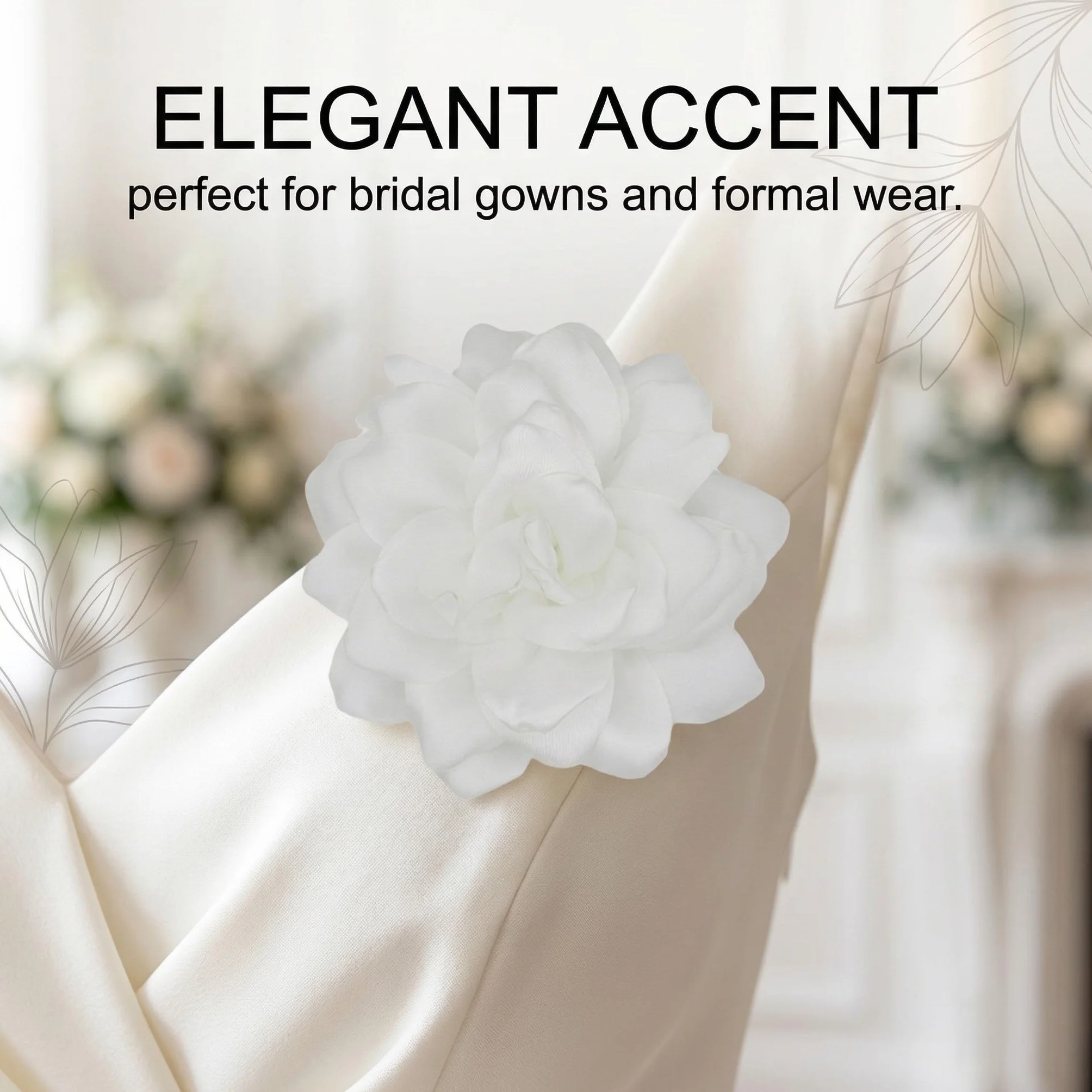 Broches para Ropa Mujer, Flor Flamenca Pelo, Flores para Vestidos de Fiesta, Pinza Pelo Flor, Horquilla con Flor, Elegante Broche de Solapa Floral para Boda, Fiesta, Baile (Blanco)