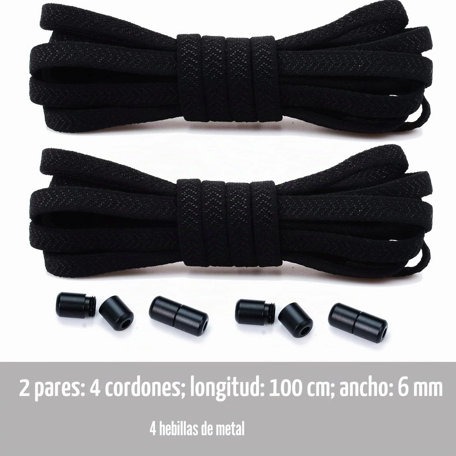 Olukssck 2 Pares Cordones Elásticos Sin Nudo con Hebilla Metal Cordones Deportivos