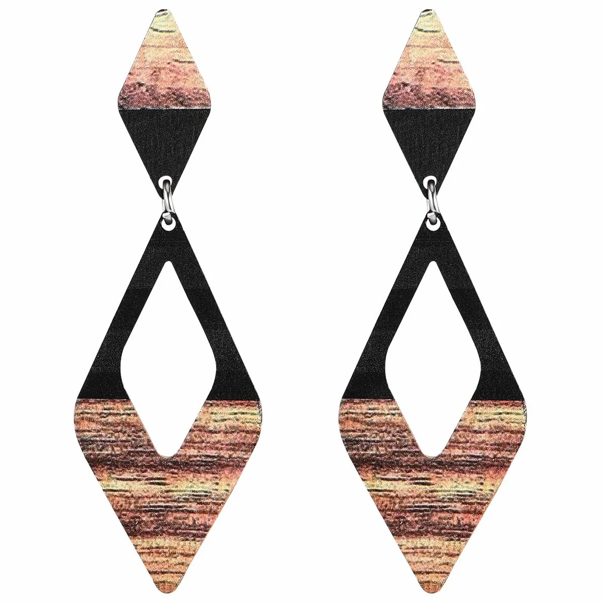 Pendientes Mujer de Ópalo Plata 925 Colgantes Geométricos con Diamantes