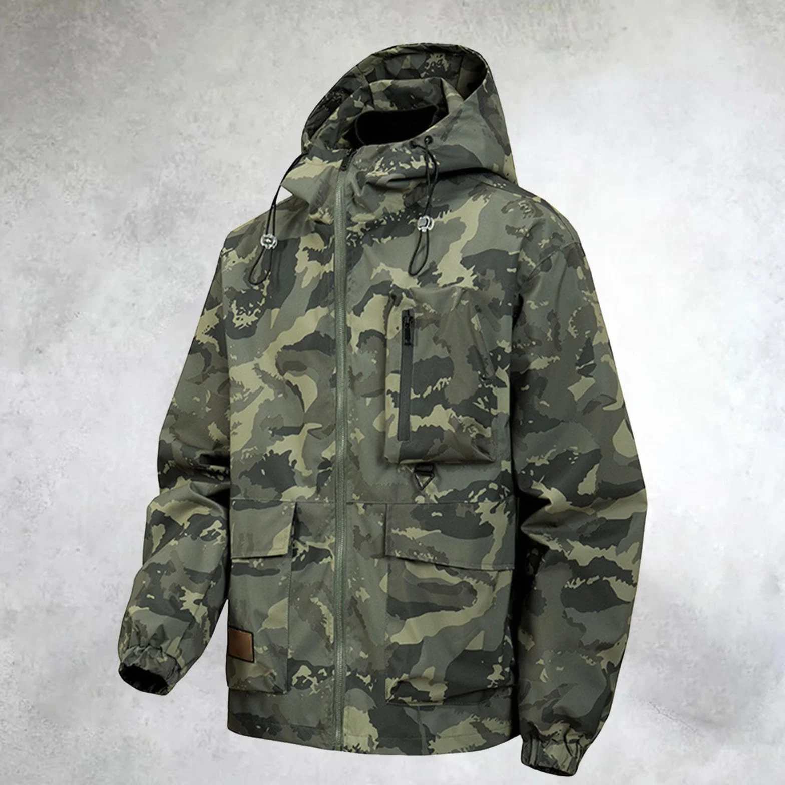 Chaqueta de trabajo softshell camuflaje cortavientos hombre militar ligera con capucha